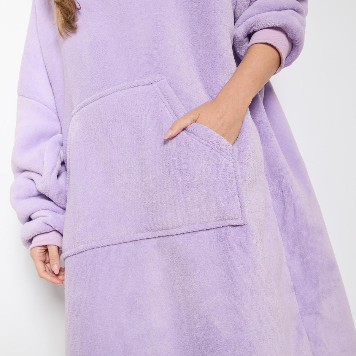 OHS Extra Long Hoodie Blanket Oversized Soft Sherpa Fleece Giant Sweatshirt
