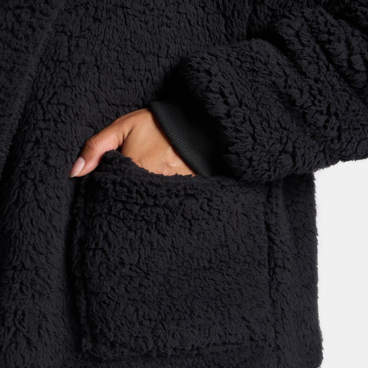 OHS Waterfall Short Cardigan Teddy Fleece Open Front Wrap Loungewear Outwear