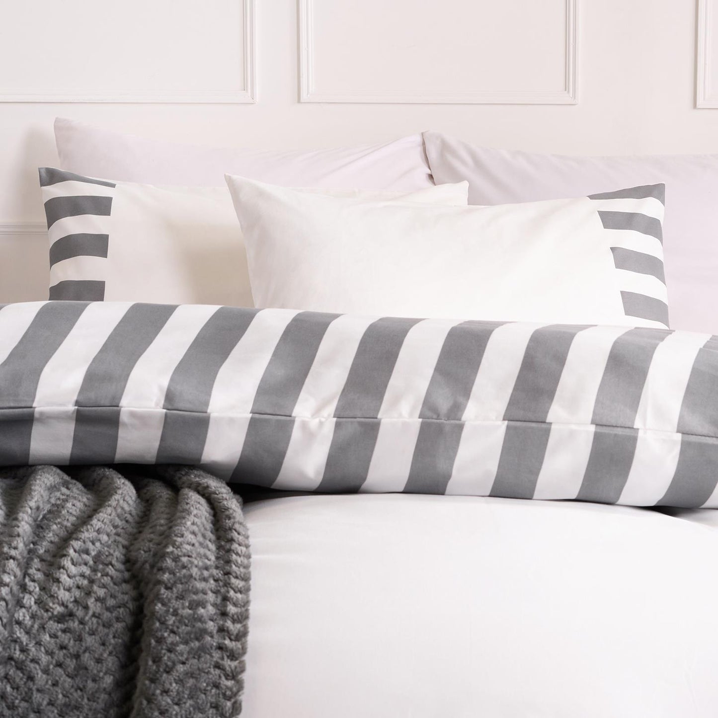OHS Stripe Edge Bedding Set Microfibre Duvet Cover with Pillowcase