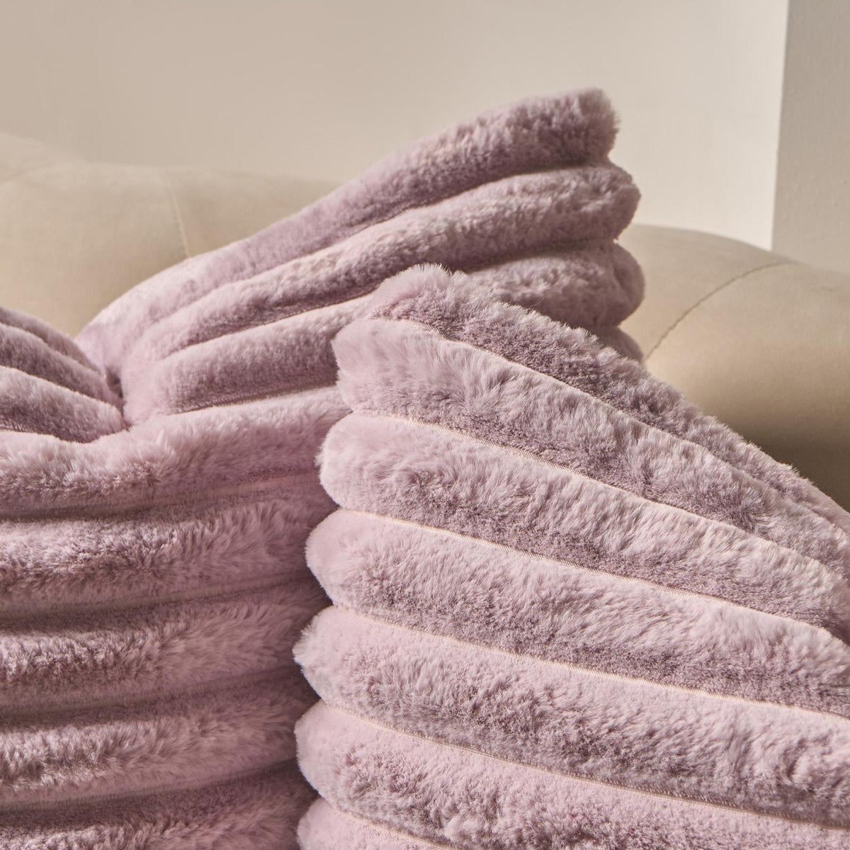 OHS Thick Rib Cushion Covers Faux Fur Soft Fleece Square Pillowcases Home Decor
