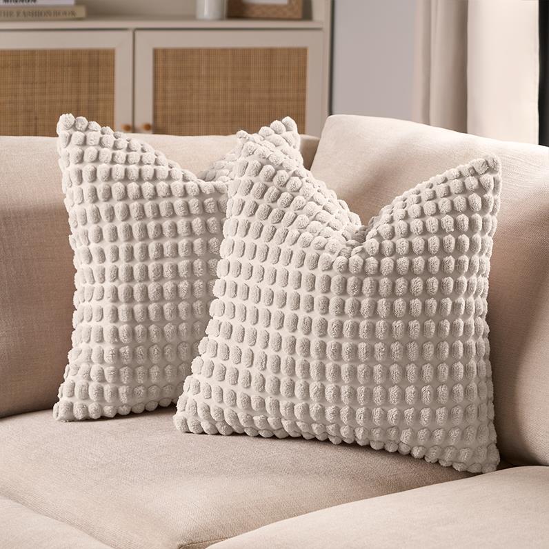 OHS Bobble Cushion Covers Soft Fleece Square Pillowcases Winter Home Decor