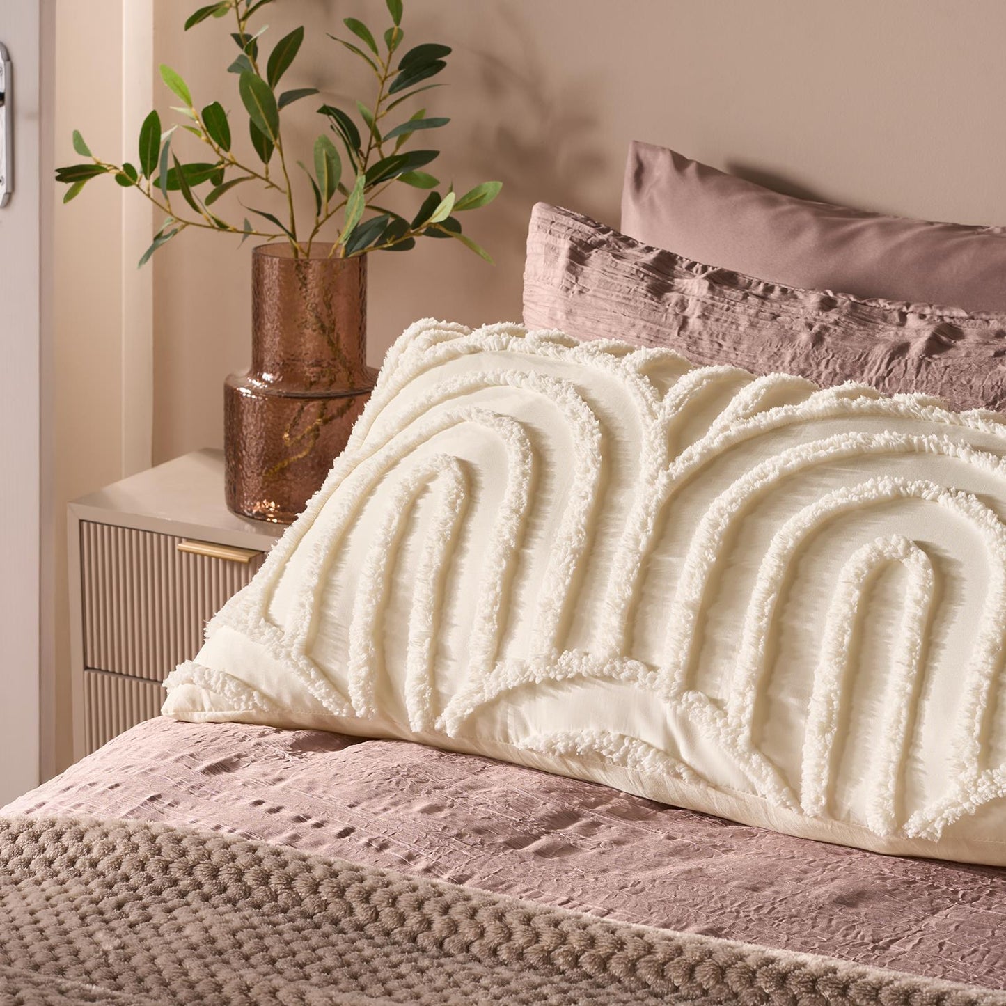 OHS Tufted Arches Bolster Cushion Fleece Soft Maternity Support Filled Pillow