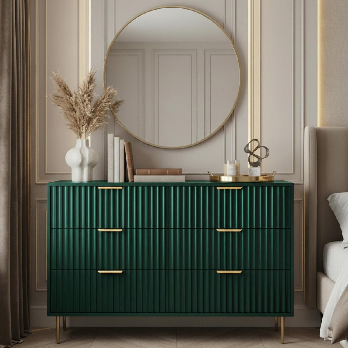 OHS Ribbed Drawer Unit Bedside Table 3/4/5/6 Draw Cabinet Nightstand Sideboard