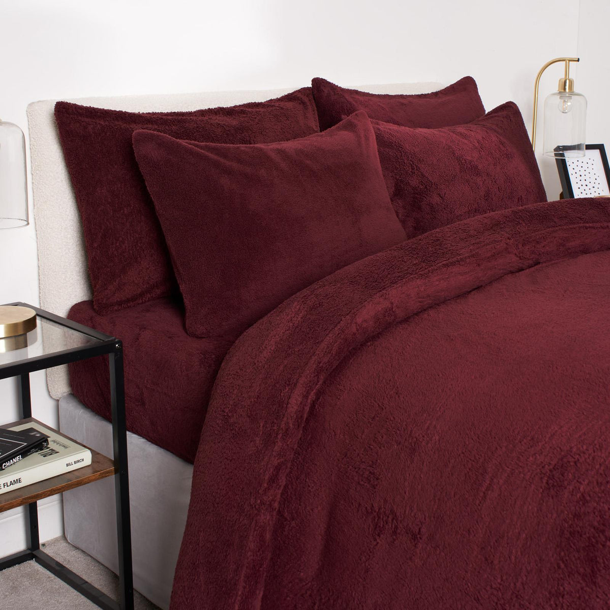 OHS Teddy Fleece Duvet Cover with Pillow Case Thermal Warm Bedding Set