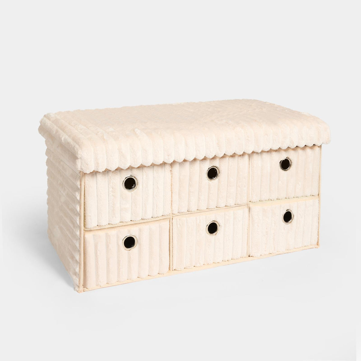 Storage Cube Unit 6 Draw Ottoman Space Saving Velvet Chest Shoe Boucle Organiser