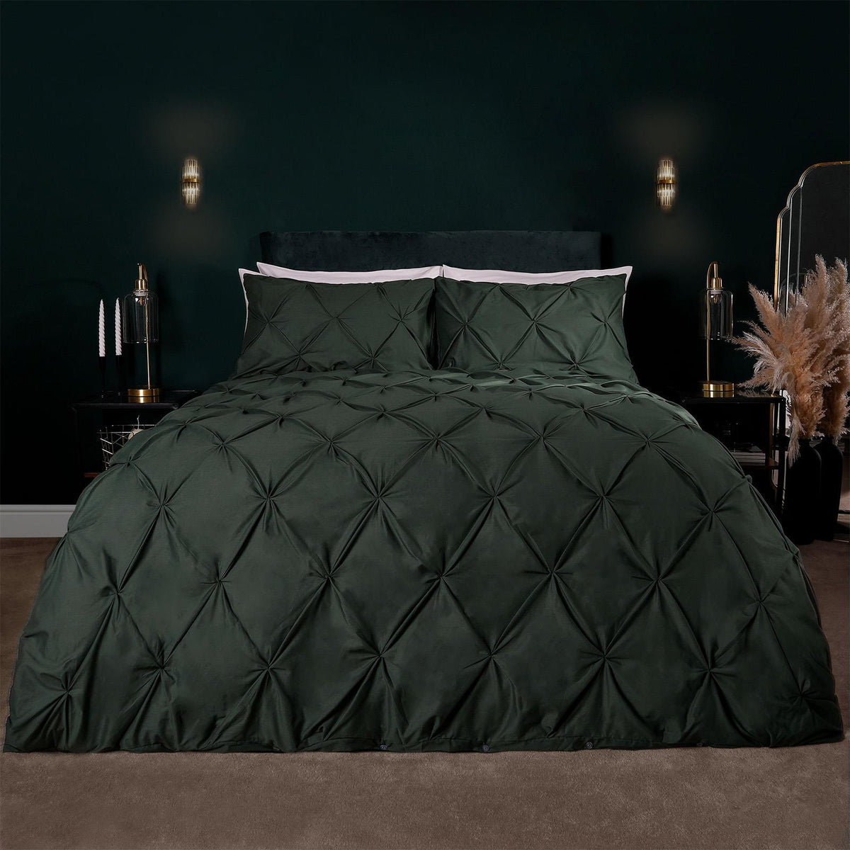 Pintuck Duvet Cover Pillowcase Pleated Polycotton Bedding Set Single Double King