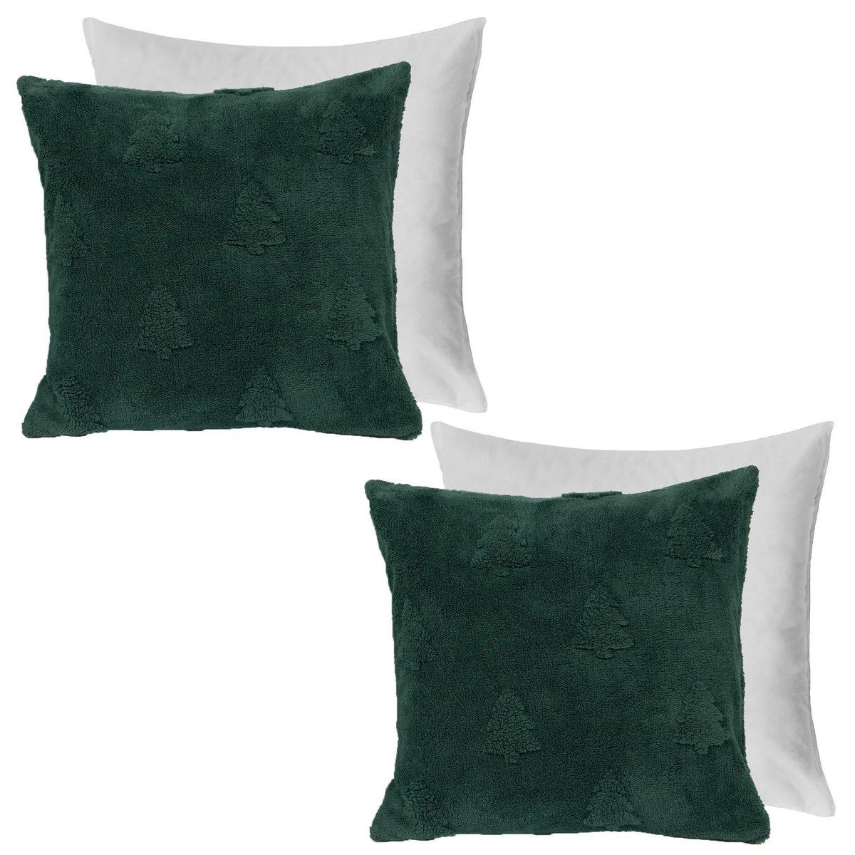 Winter Tree Cushion Covers 2/4 Sherpa Fleece Filled Plump Pads Christmas Home