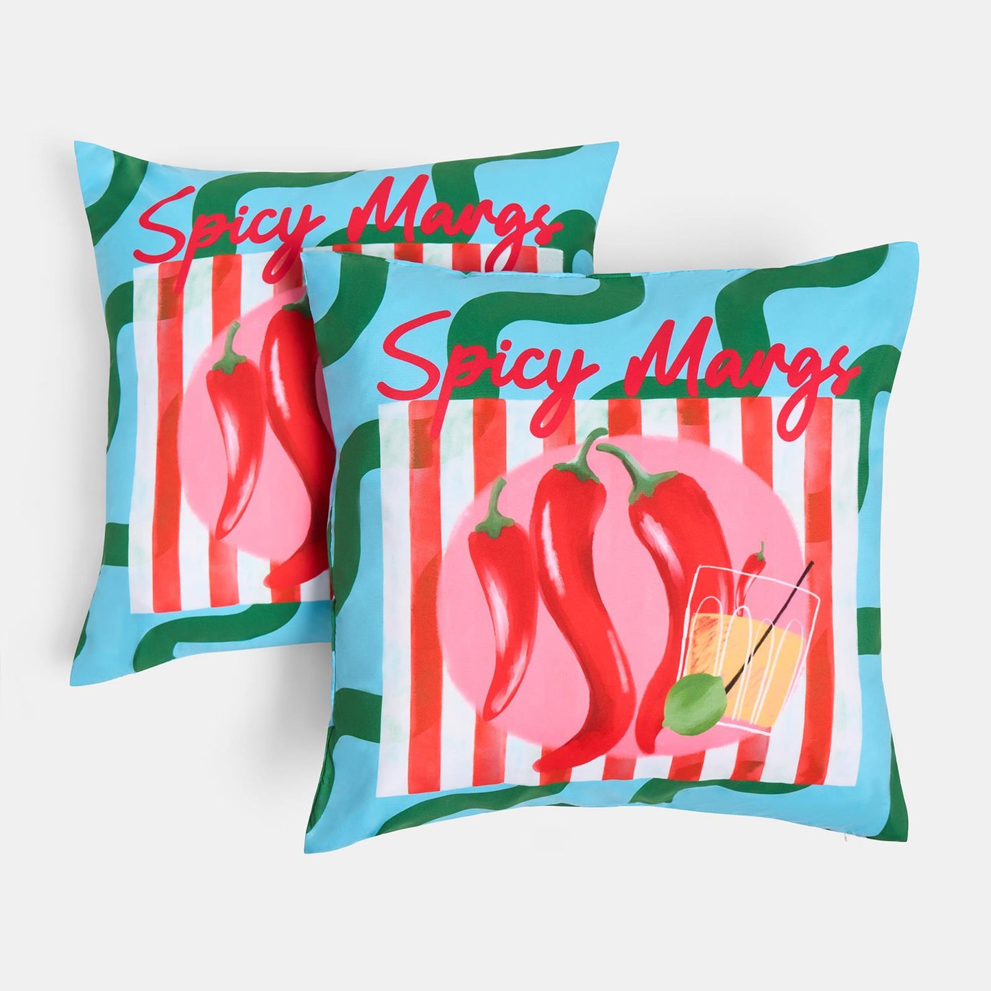 OHS Fun Print Garden Cushion Covers 2 Pack Water Resistant Outdoor Indoor