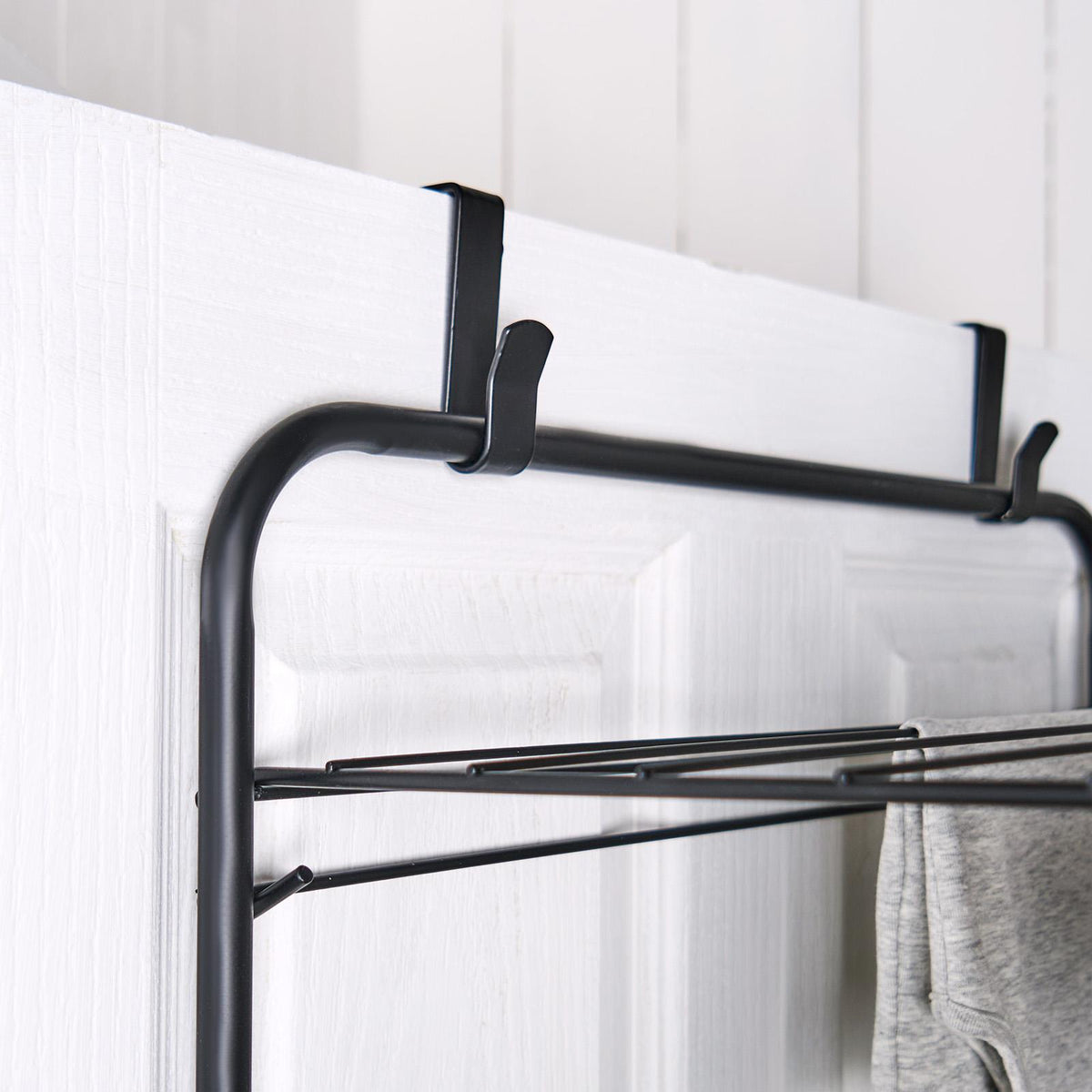 Over The Door Tiered Foldable Drying Rack Towel Storage Organiser Rail Hanger