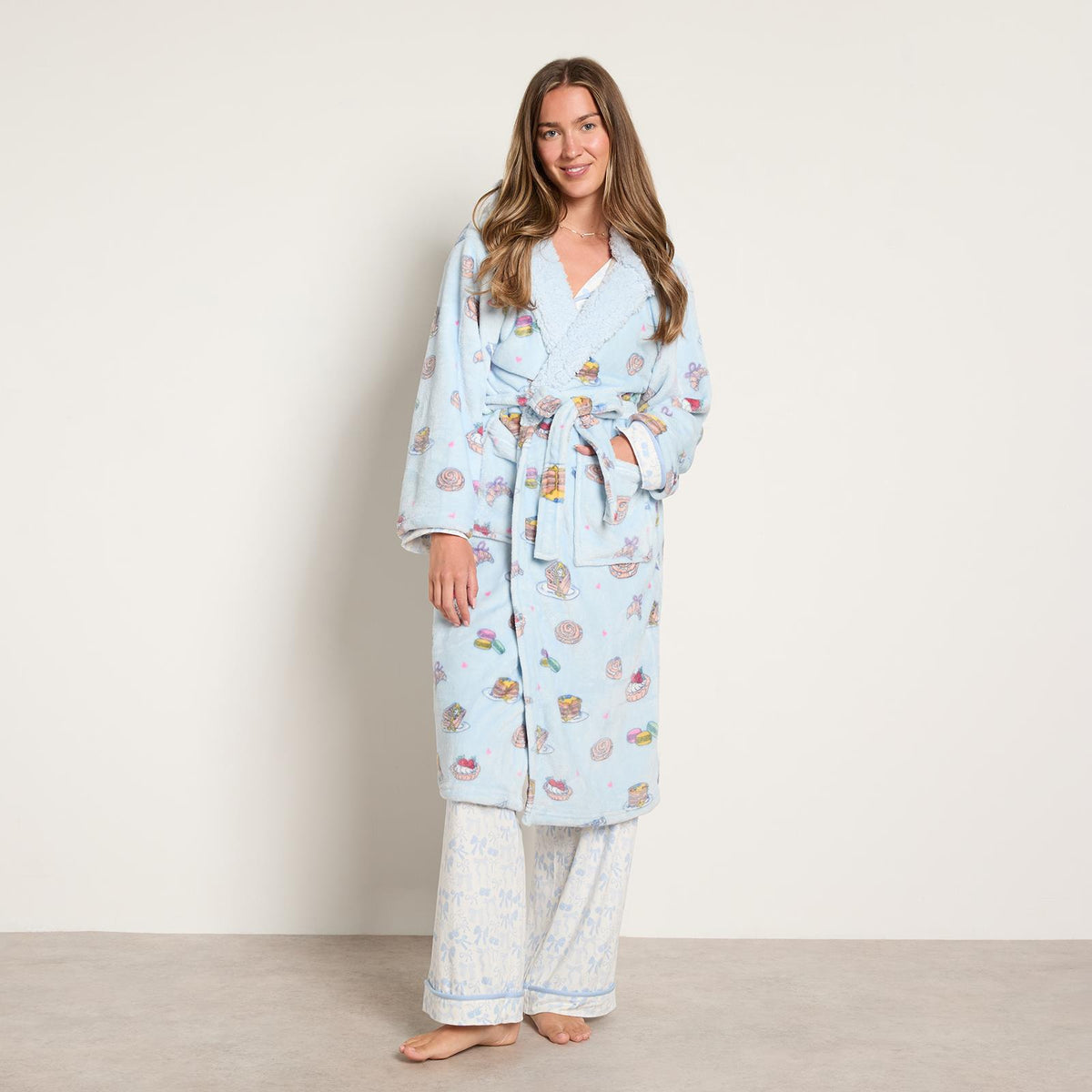 OHS Flannel Dressing Gown Soft Fleece Adults Unisex Thermal Winter Bathrobe