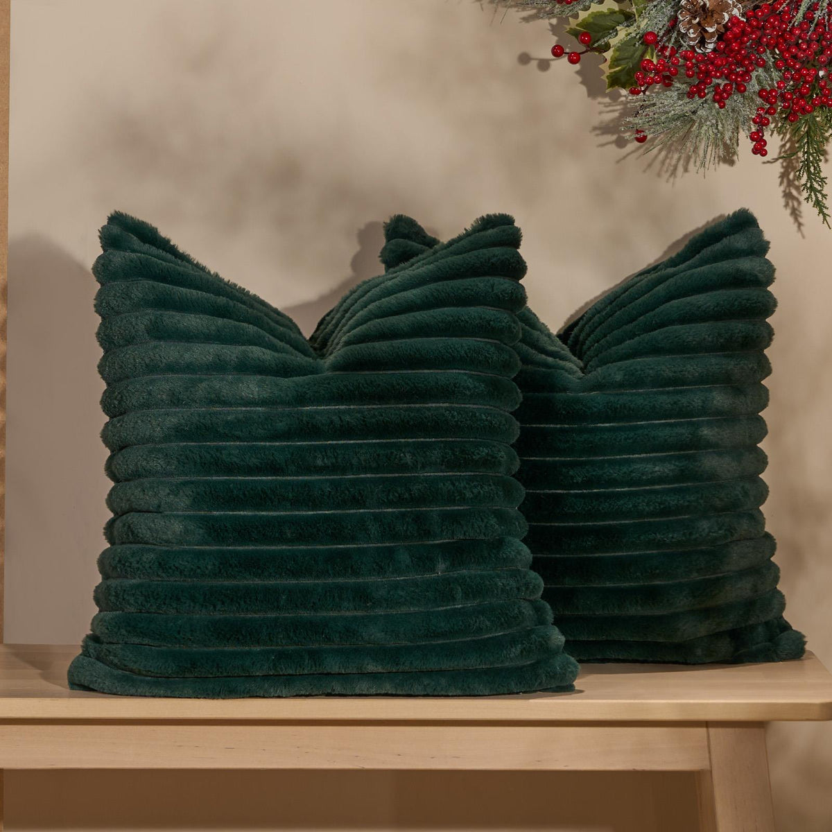 OHS Thick Rib Cushion Covers Faux Fur Soft Fleece Square Pillowcases Home Decor