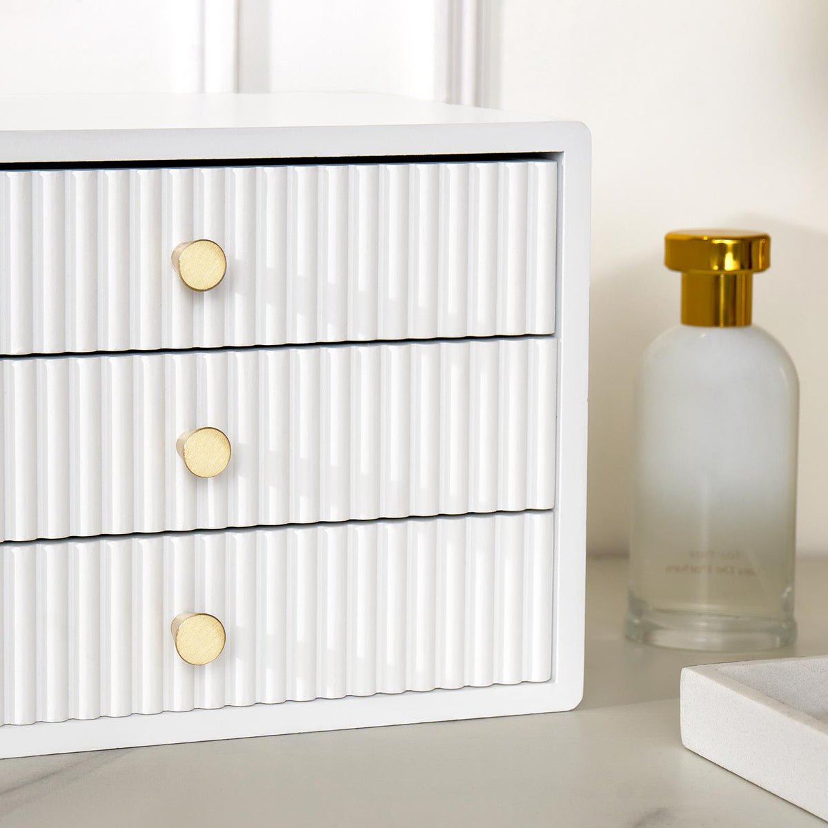OHS Ribbed Desktop Drawers Organiser Freestanding Tabletop Cabinet Storage Unit