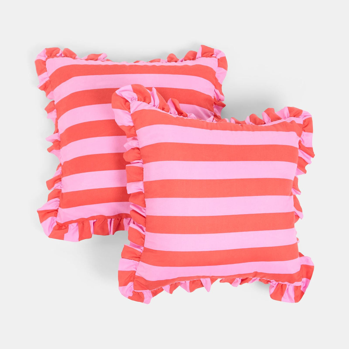OHS Stripe Frill Cushion Covers Microfibre Square Pillowcases Home Decor