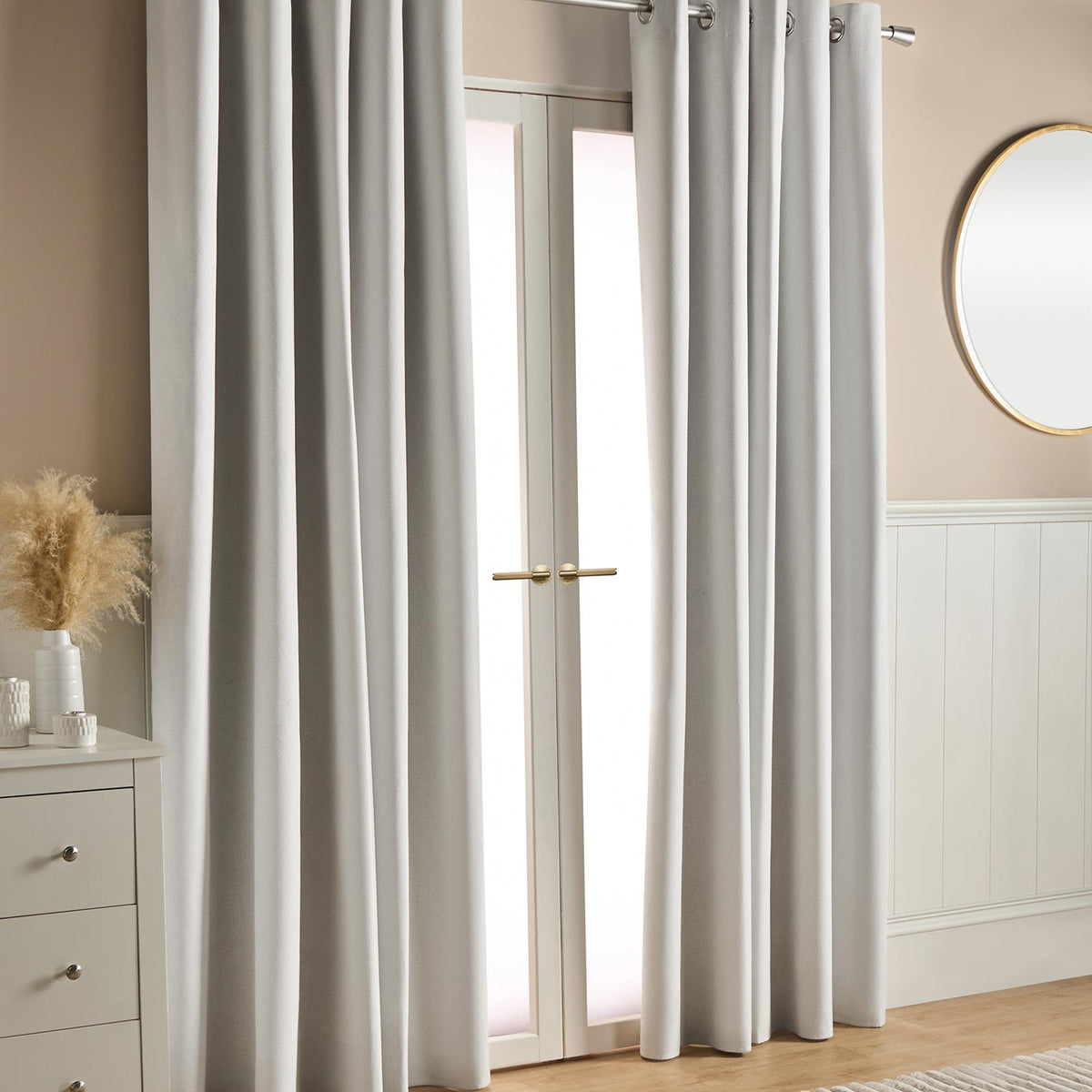 OHS Eyelet Blackout Curtains Woven Ready Made Ring Top Thermal Texture Thick