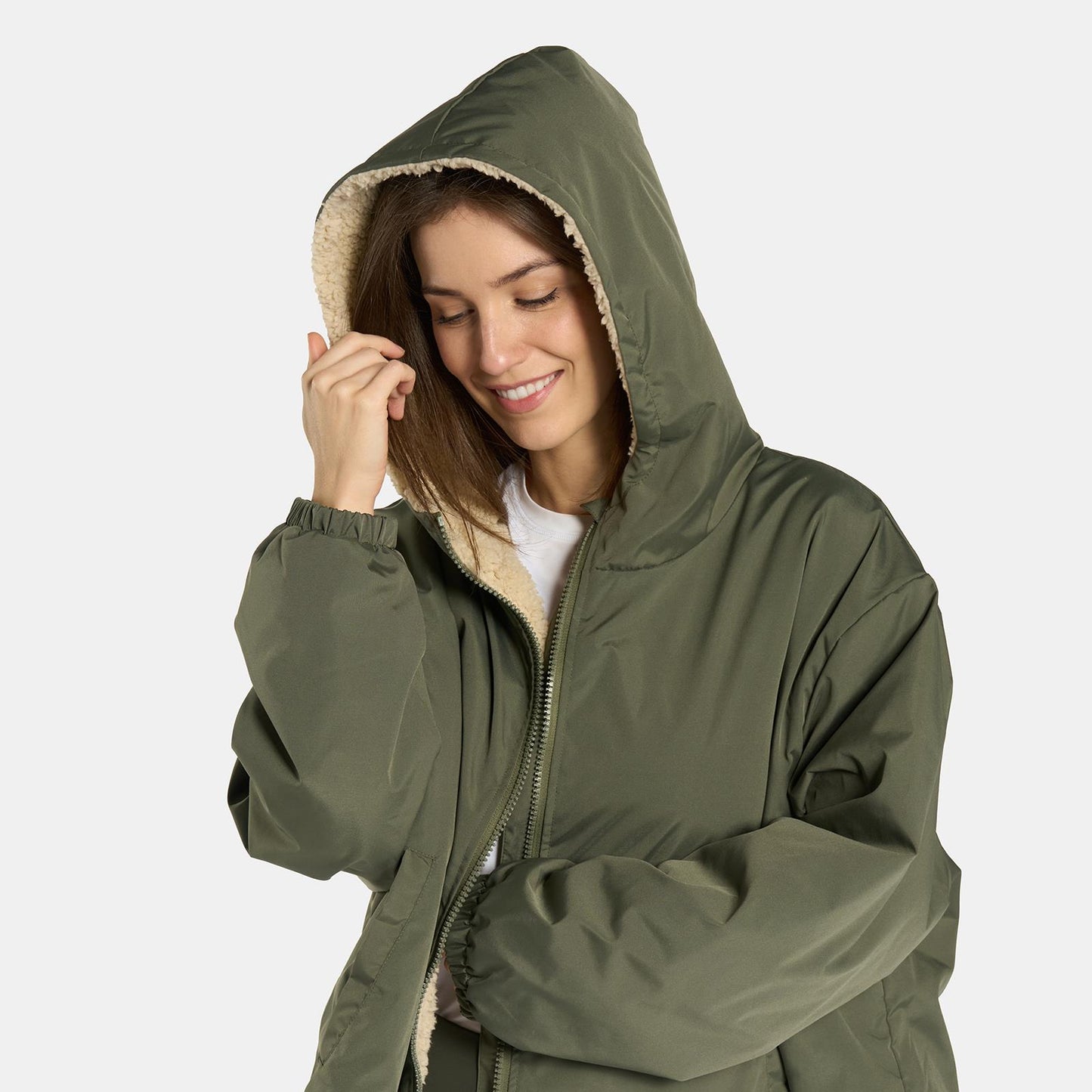 OHS Plain Drying Changing Robe Sherpa Water Resistant Cropped Jacket Outerwear