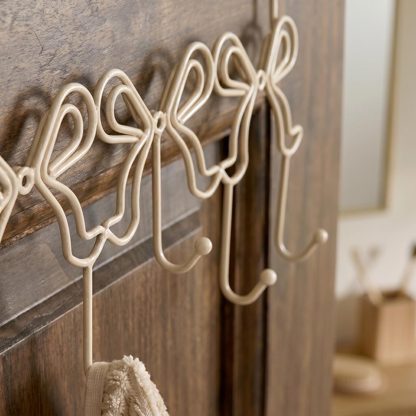 OHS Bows Over the Door Hook Hanger 5 Hooks Metal Coats Towel Rack