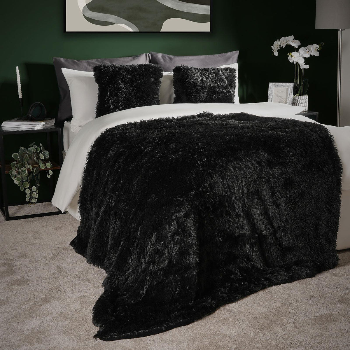 Sienna Fluffy Shaggy Blanket Large Throw Over Sofa Bed Cosy Fleece - 150 x 200cm