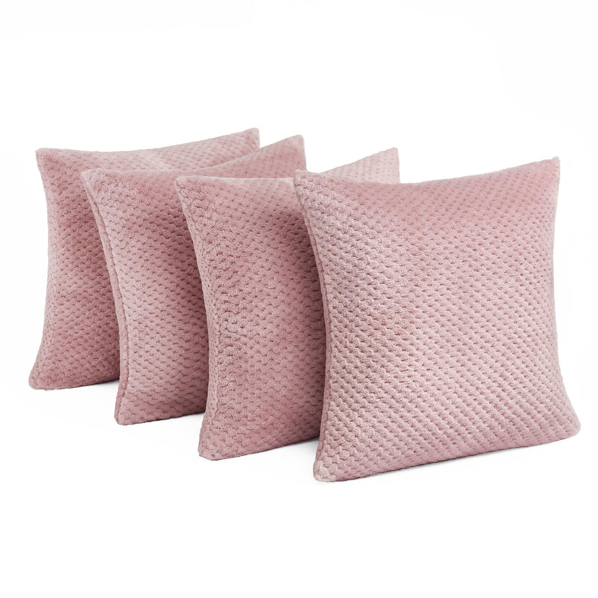 Brentfords Waffle Popcorn Fleece Set of 4 x Cushion Covers Pack Sofa - 18" x 18