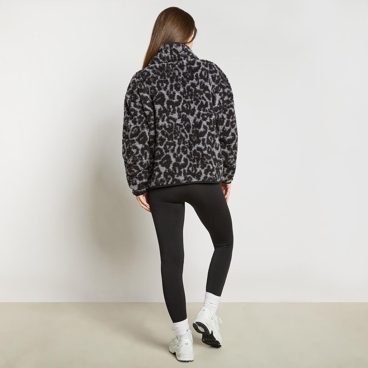 OHS Print Teddy Fleece Half Zip Jumper Womens Pullover Sweatshirt Long Sleeve
