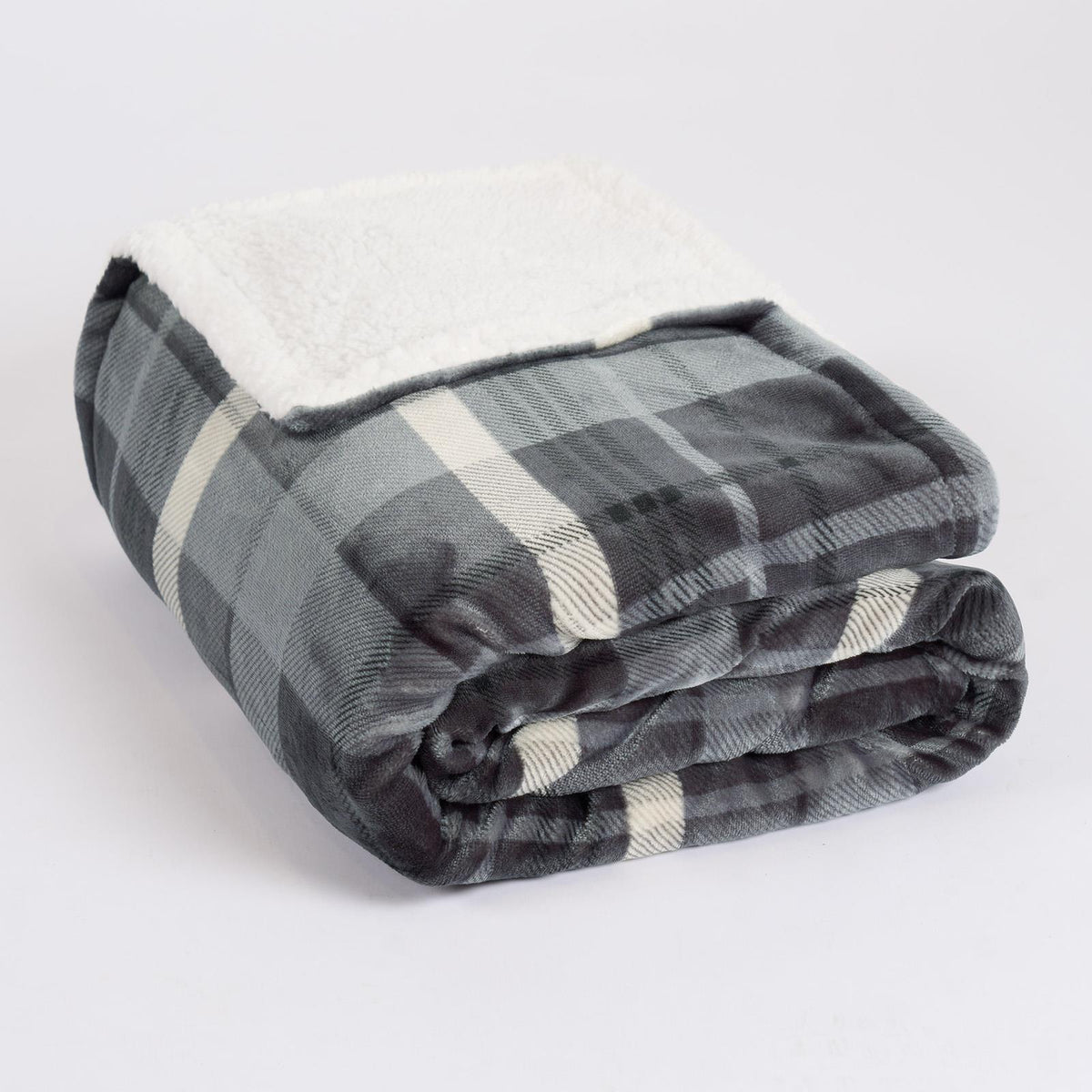 OHS Tartan Throw Sherpa Fleece Plush Flannel Blanket Warm Xmas Soft Bedspread