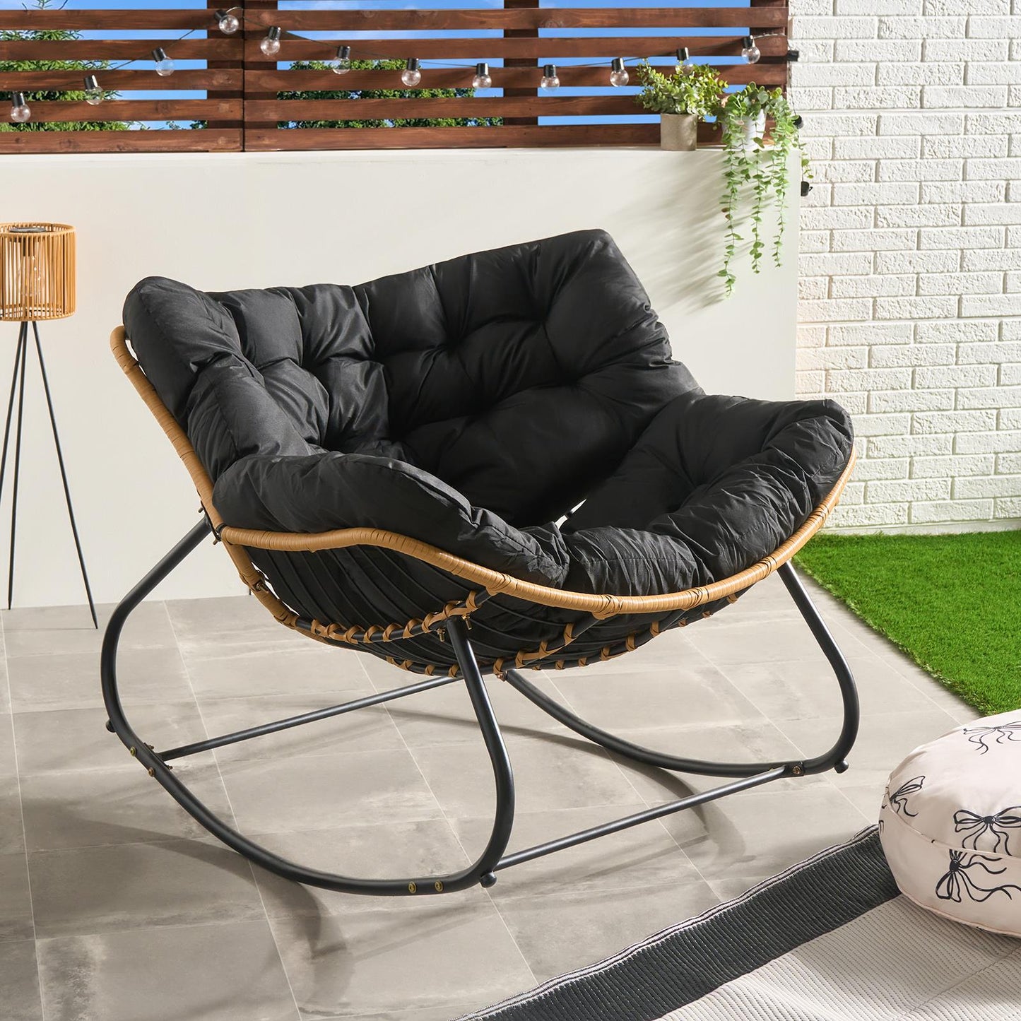 OHS Bali Rocking Chair Garden Outdoor Metal Frame Chairs with Cushion