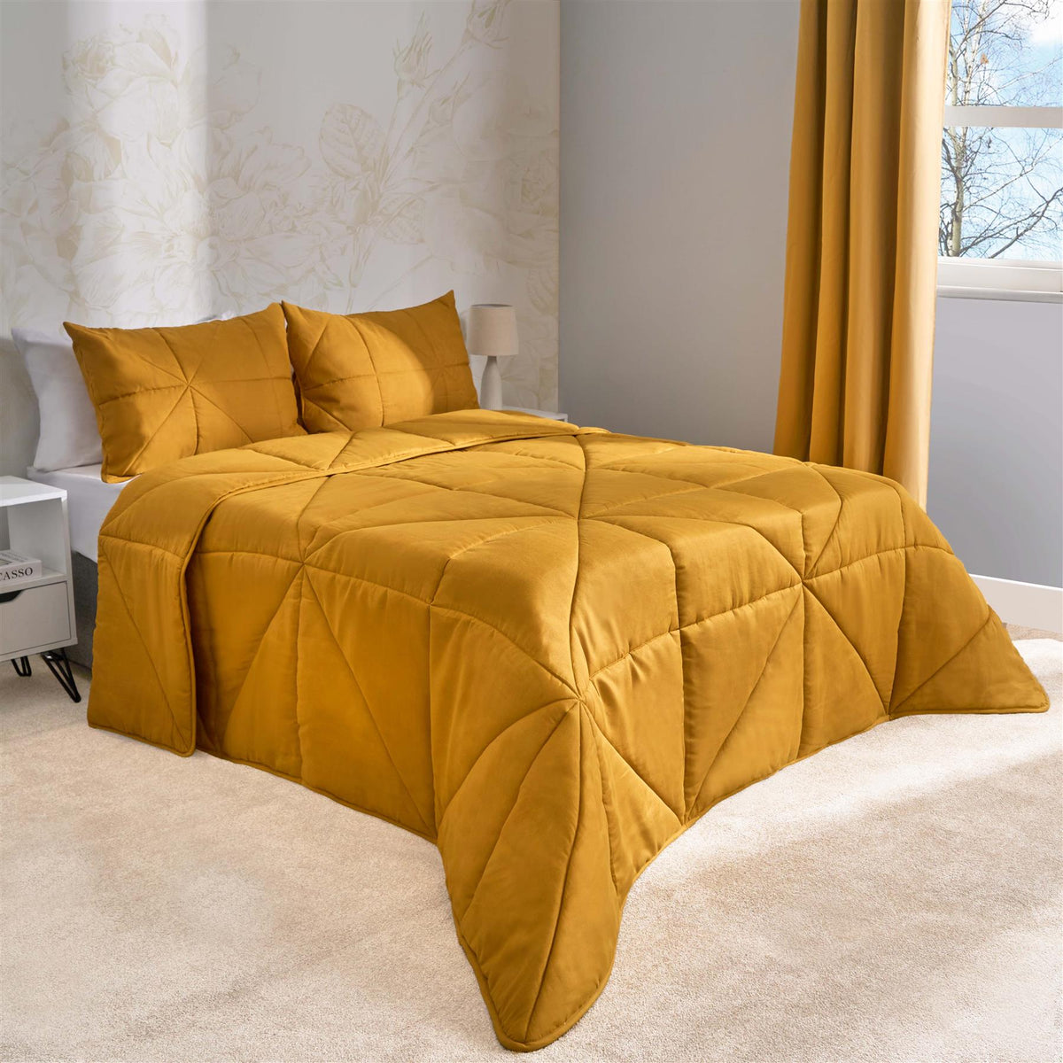 OHS Coverless Duvet Geo Quilted 7.5 TOG Bedding Set with Pillowcase Double King