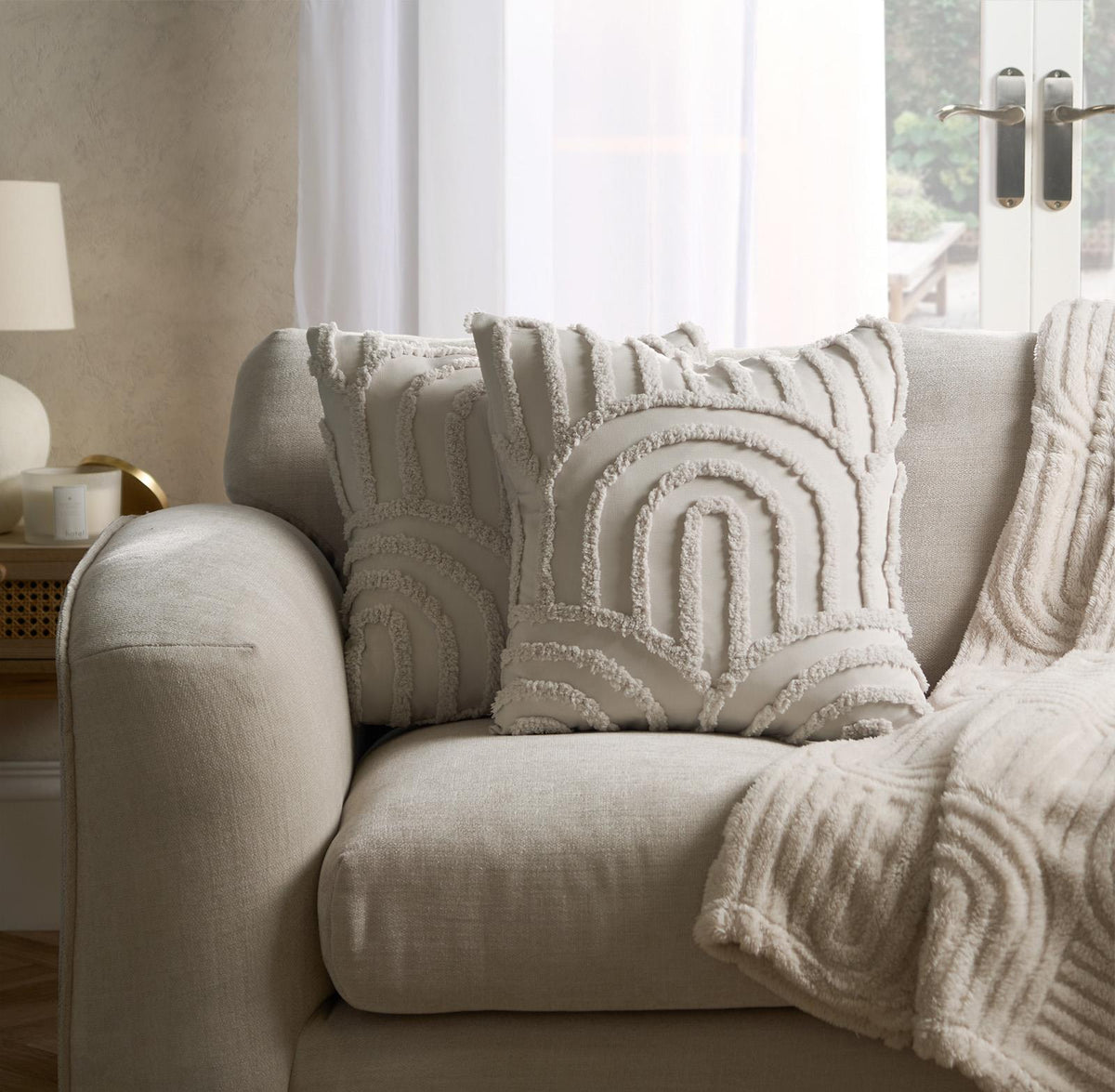 OHS Tufted Cushion Covers 2 Pack Arches Decorative Square Pillowcases