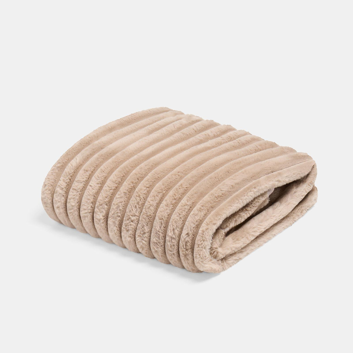 OHS Faux Fur Ribbed Fleece Throw Over Bed Blanket Warm Supersoft
