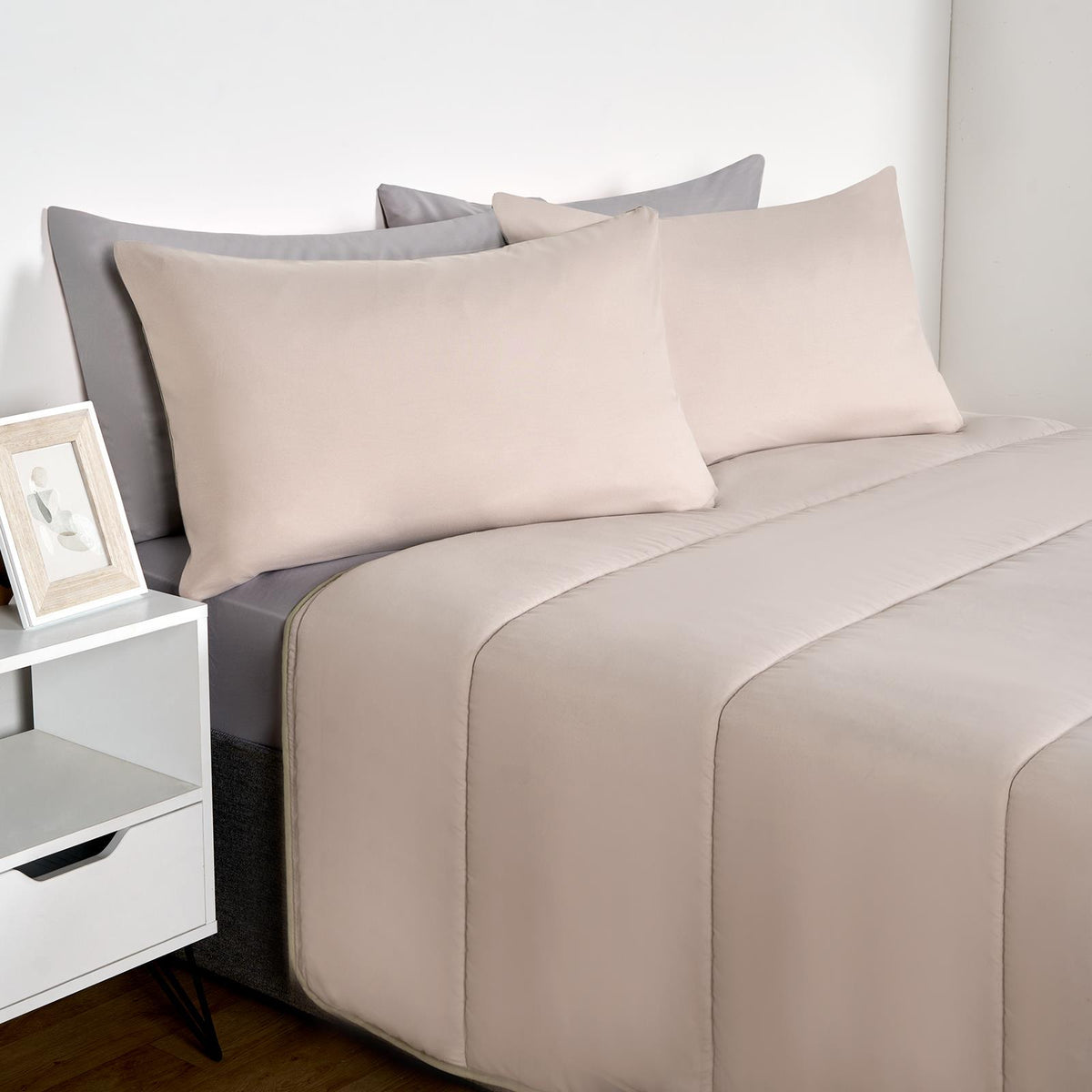 OHS Coverless Duvet & Pillowcase 10.5 Tog Bedding Set Easy Care Reversible