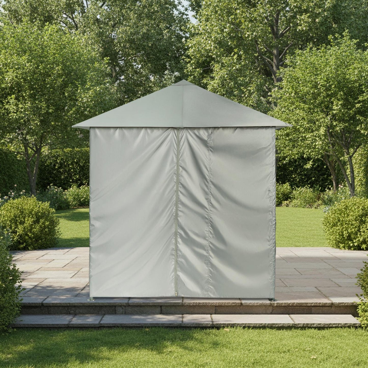 OHS Metal Garden Gazebo with Curtains Outdoor Party Tent Canopy Waterproof