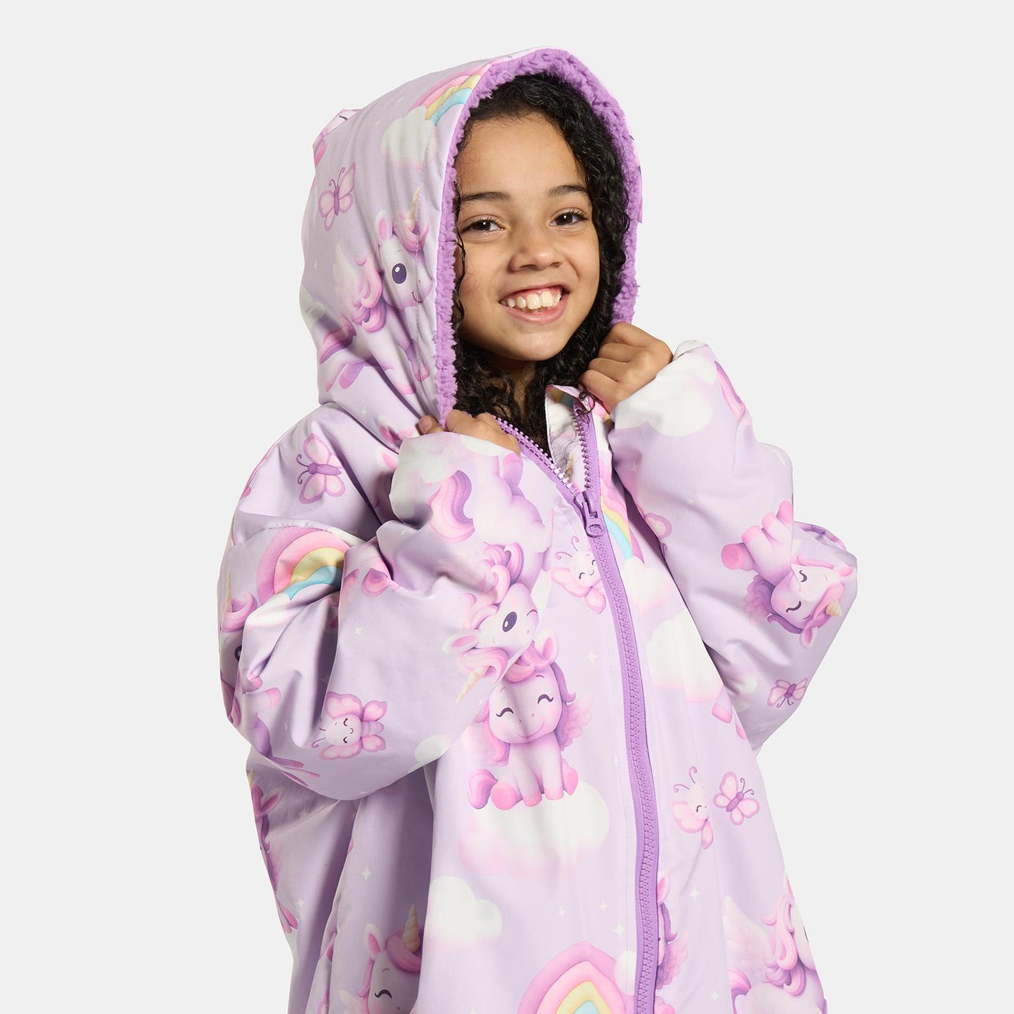 OHS Kids Drying Changing Robe Fun Print Sherpa Lined Water Resistant Long Coat