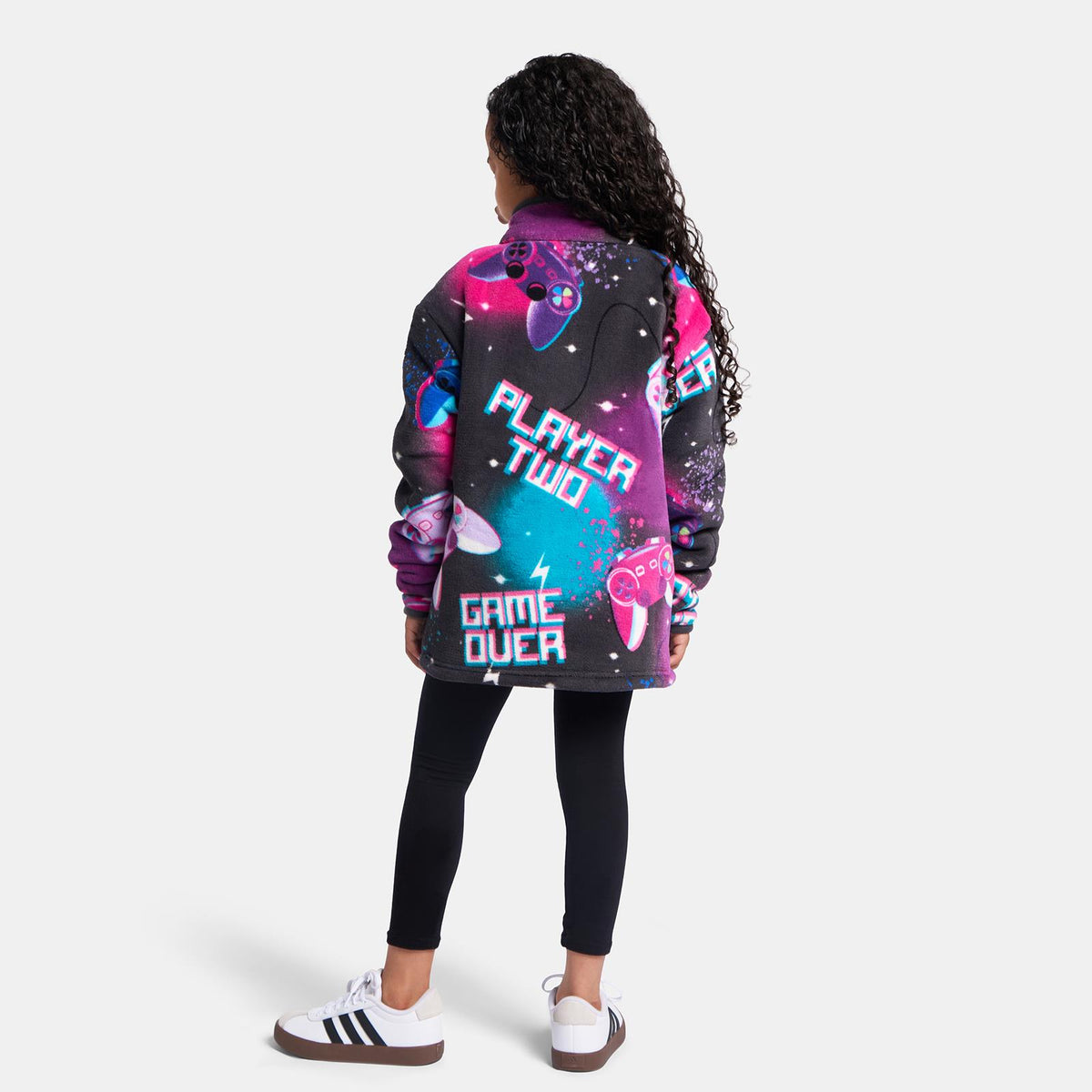 OHS Half Zip Hoodie Kids Print Oversized Sherpa Jumper Pullover Sweatshirt