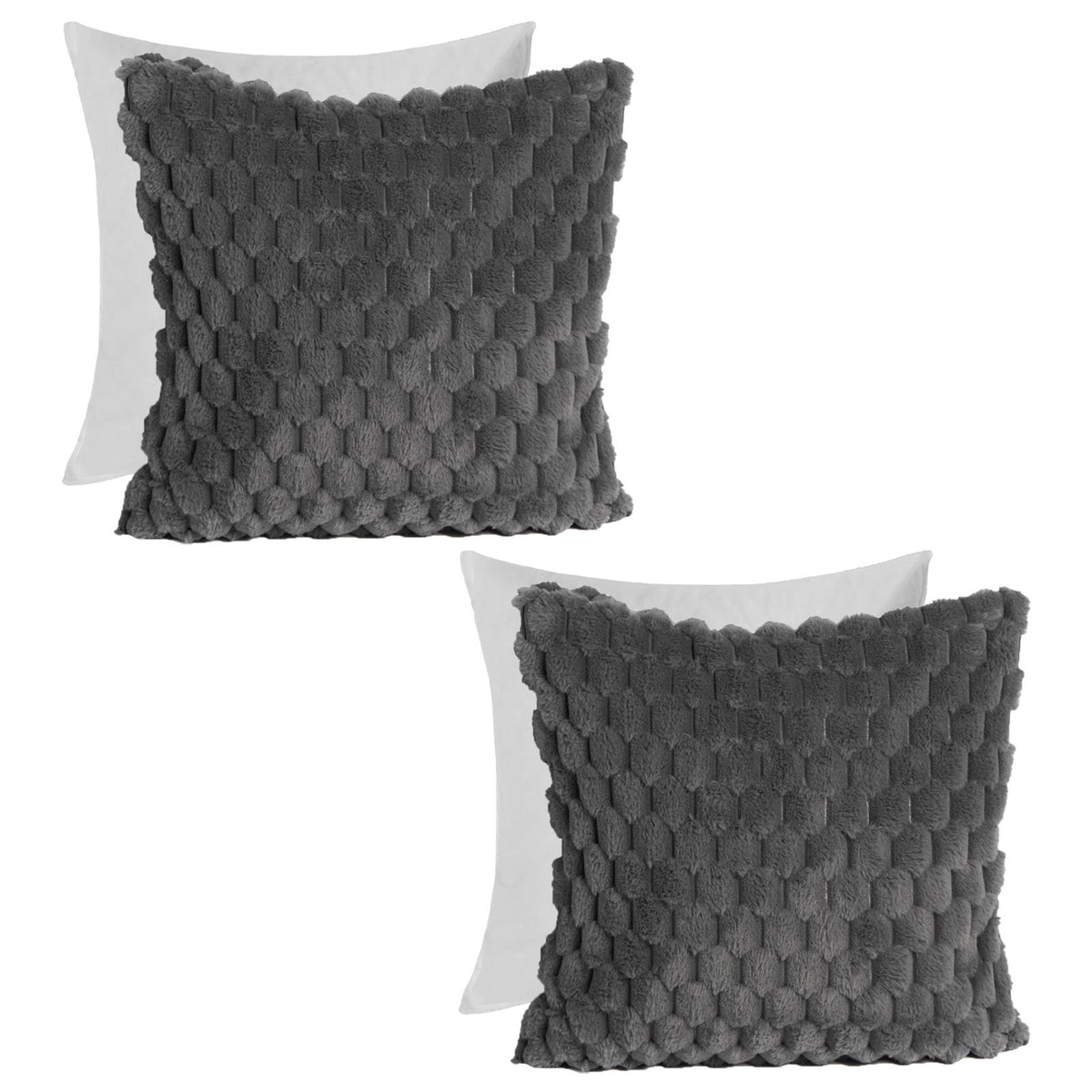 OHS Waffle Cushion Covers Faux Fur Soft Fleece Square Pillowcases Home Decor
