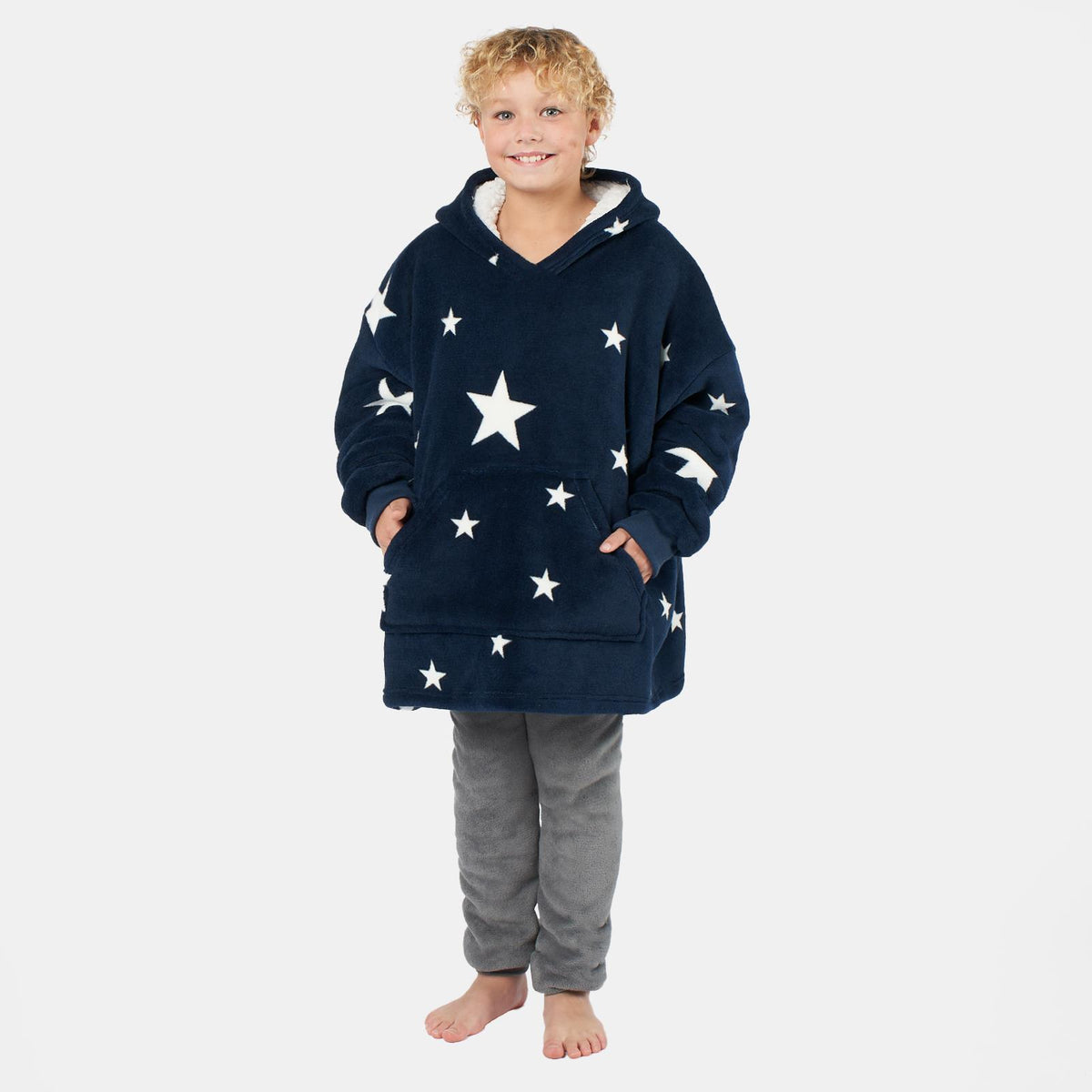 Kids Hoodie Blanket Oversized Sherpa Fleece Jumper Sweatshirt Soft Warm Throw