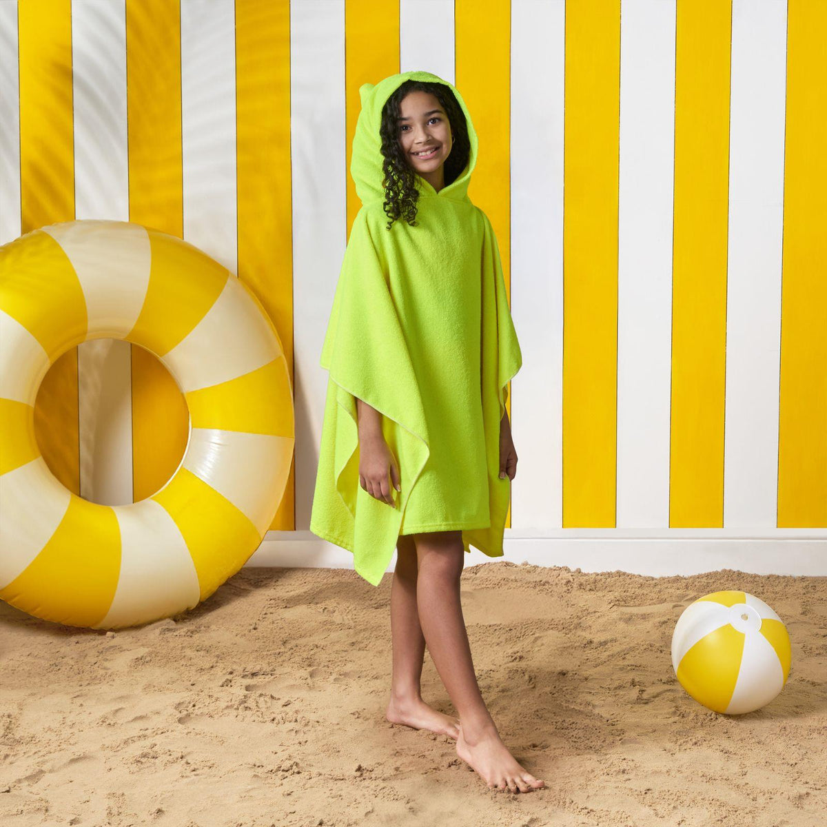 Brentfords Poncho Towel Childrens Absorbent Hood Quick Drying Beach Travel Robe