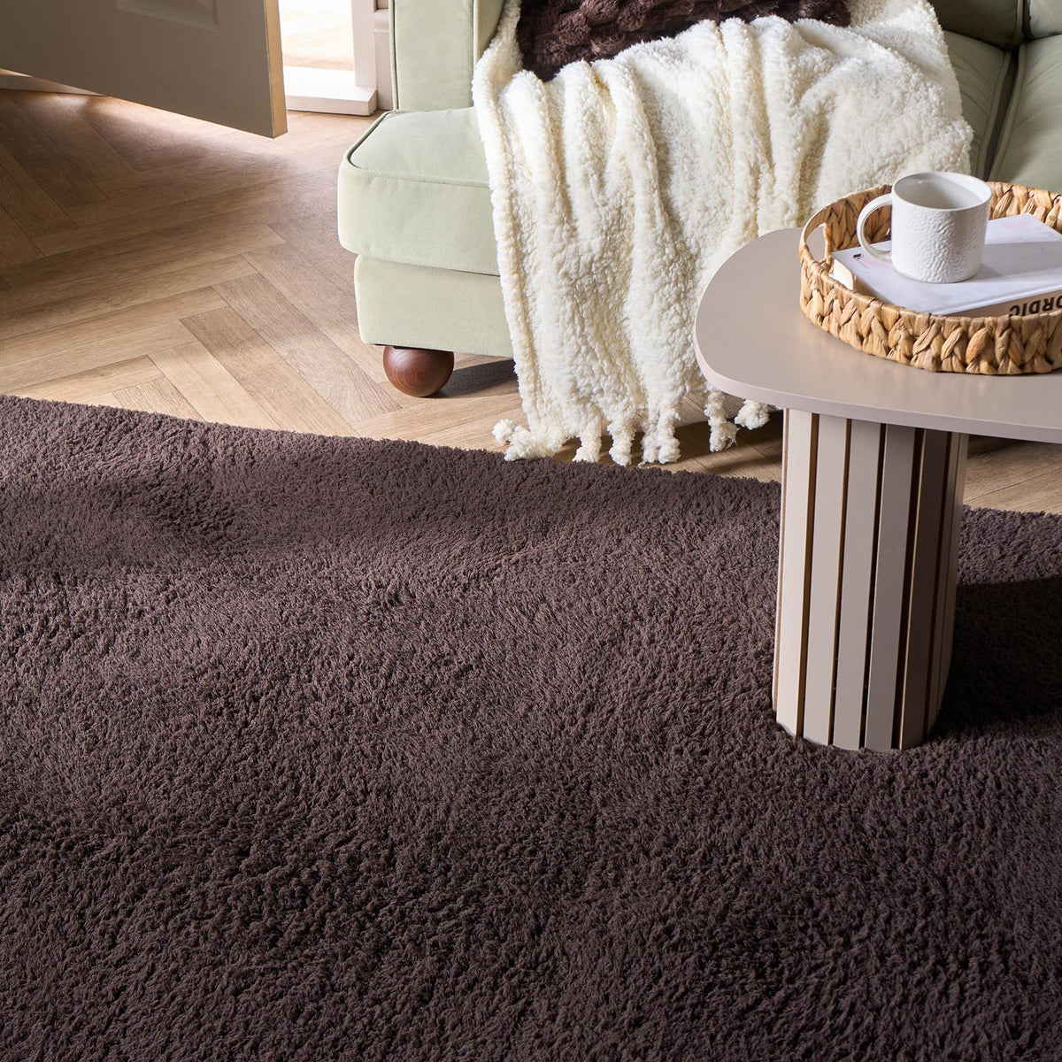 OHS Fluffy Teddy Rug Soft Bedroom Floor Carpet Plush Area Mats For Living Room