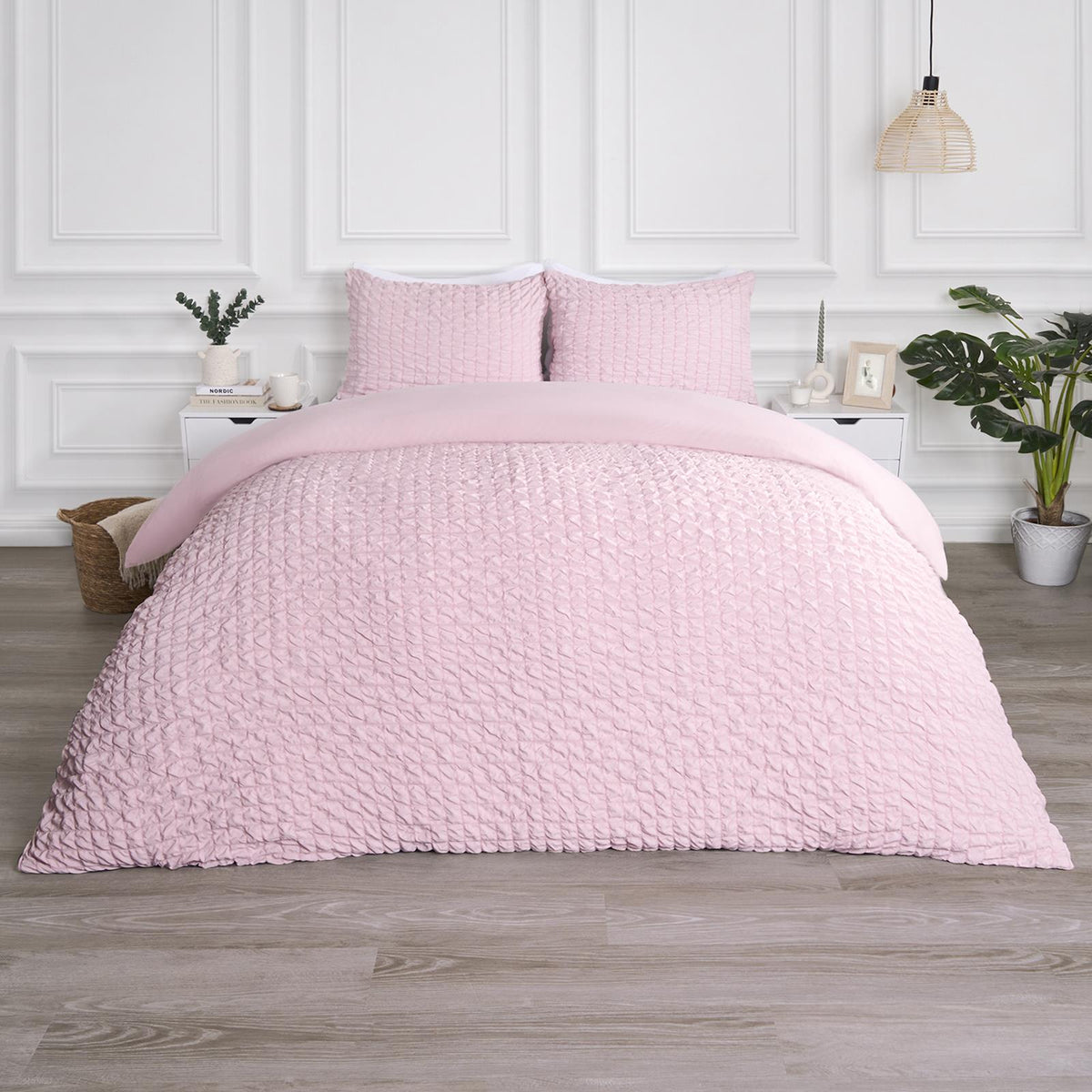 Luxury Seersucker Duvet Cover Set Geo Pillowcase Quilt Bedding Double King Size