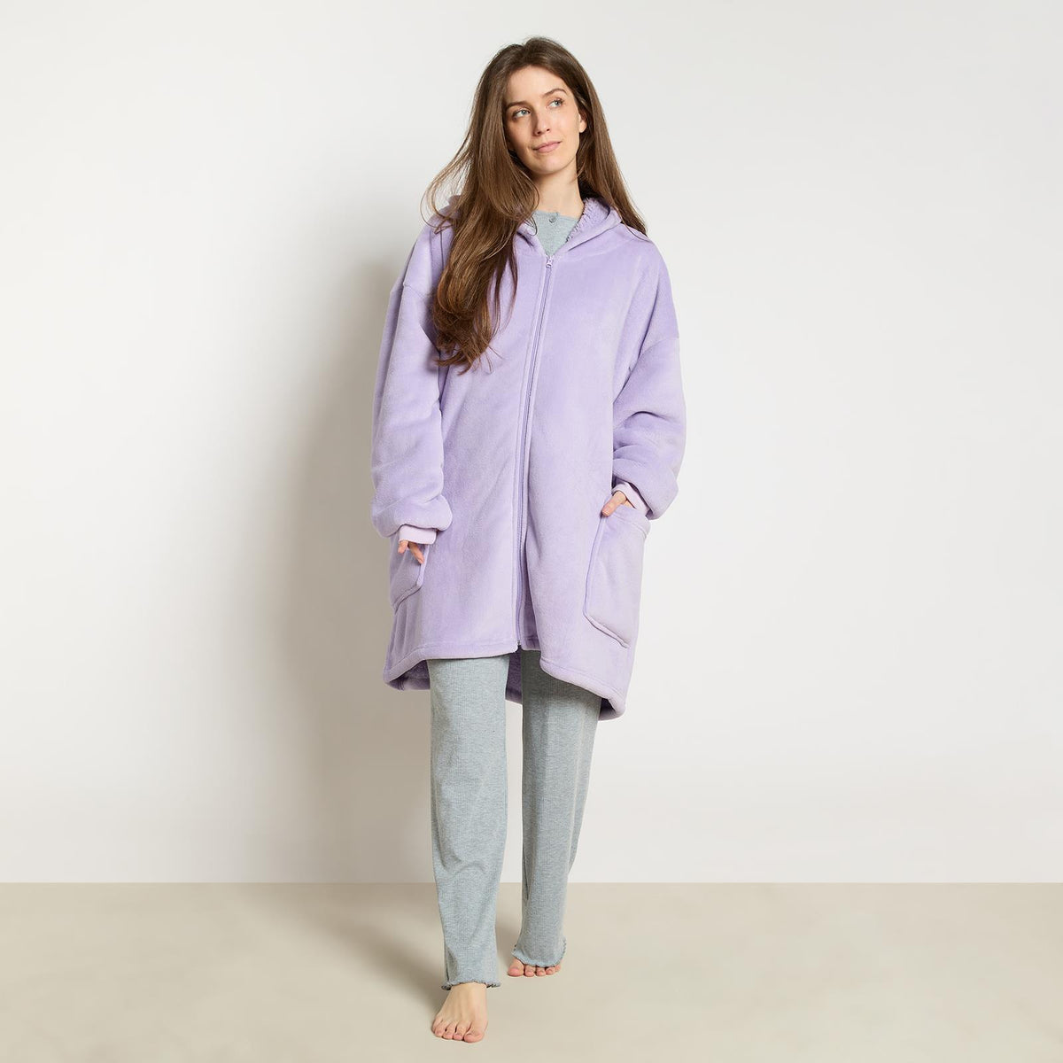 OHS Zip Up Hoodie Blanket Oversized Sherpa Fleece Thermal Sweatshirt Jumper