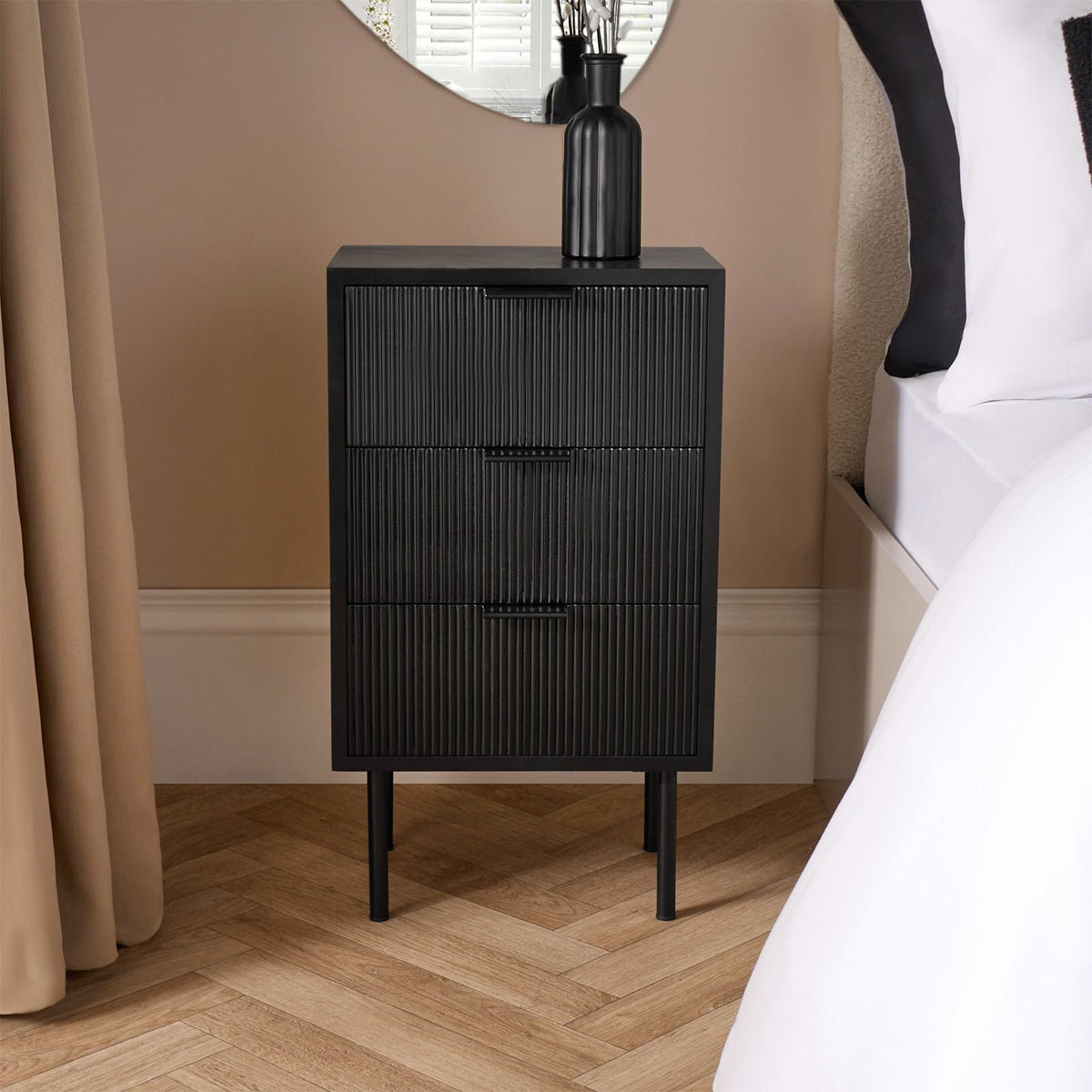 OHS Ribbed Drawer Unit Bedside Table 3/4/5/6 Draw Cabinet Nightstand Sideboard