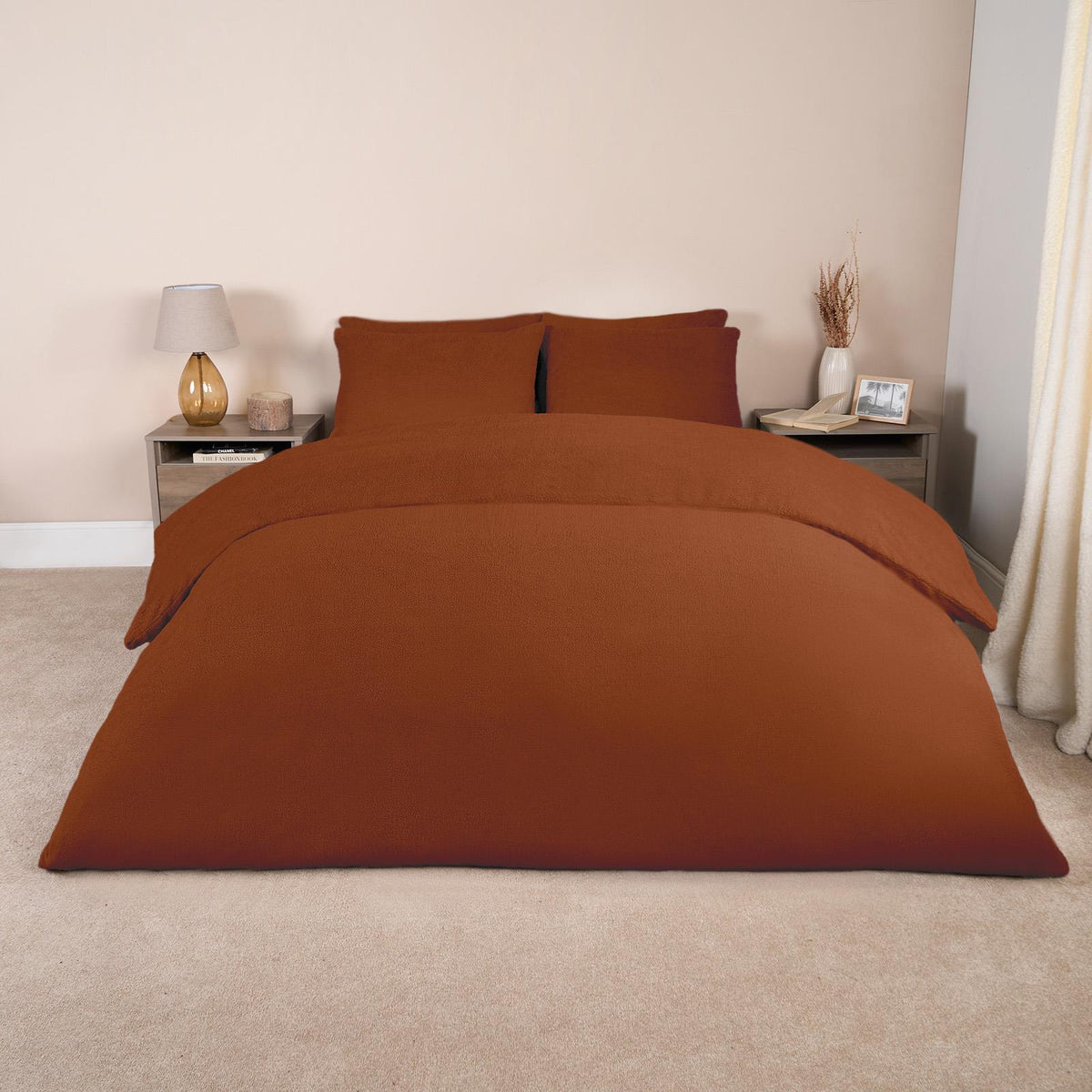 OHS Teddy Fleece Duvet Cover with Pillow Case Thermal Warm Bedding Set