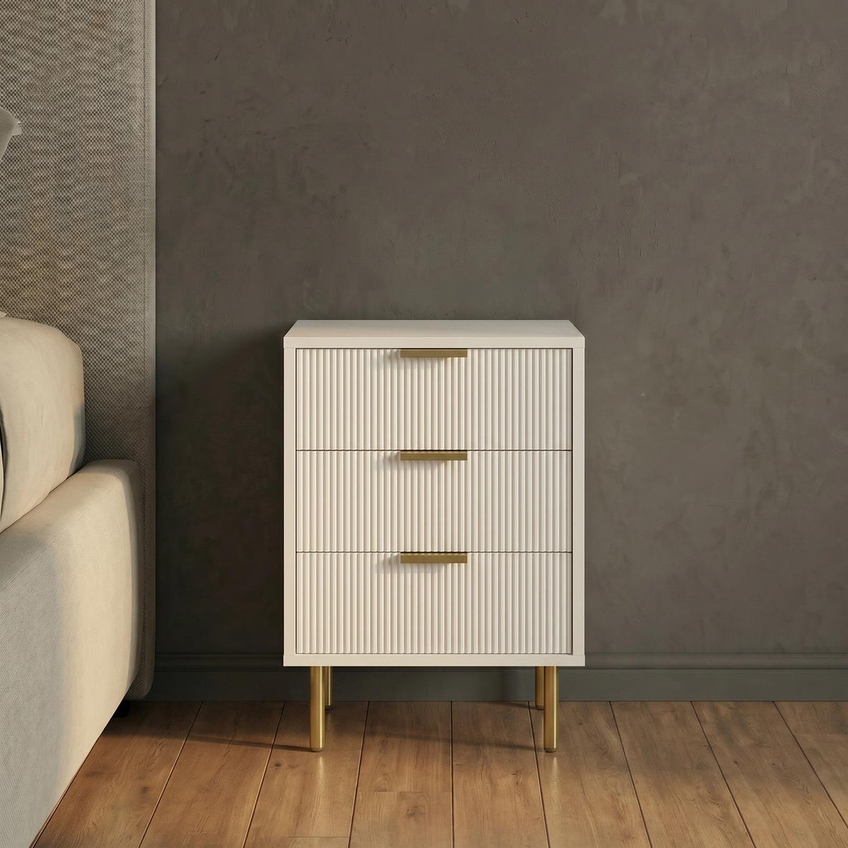 OHS Ribbed Drawer Unit Bedside Table 3/4/5/6 Draw Cabinet Nightstand Sideboard
