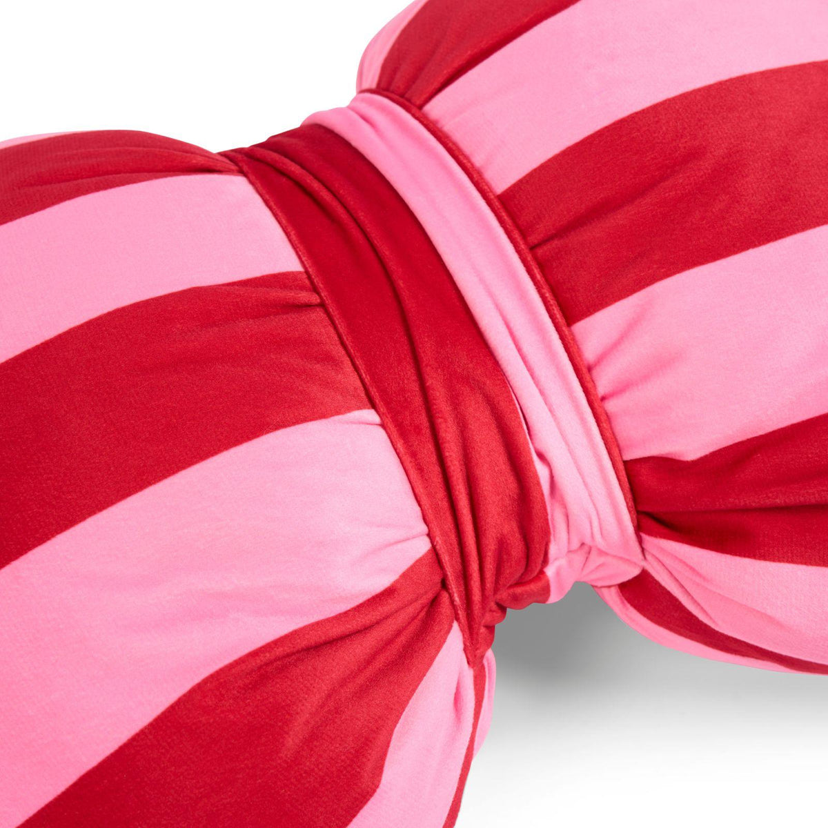 OHS Bow Shaped Cushion Striped Matte Velvet Novelty Decorative Scatter Pillow