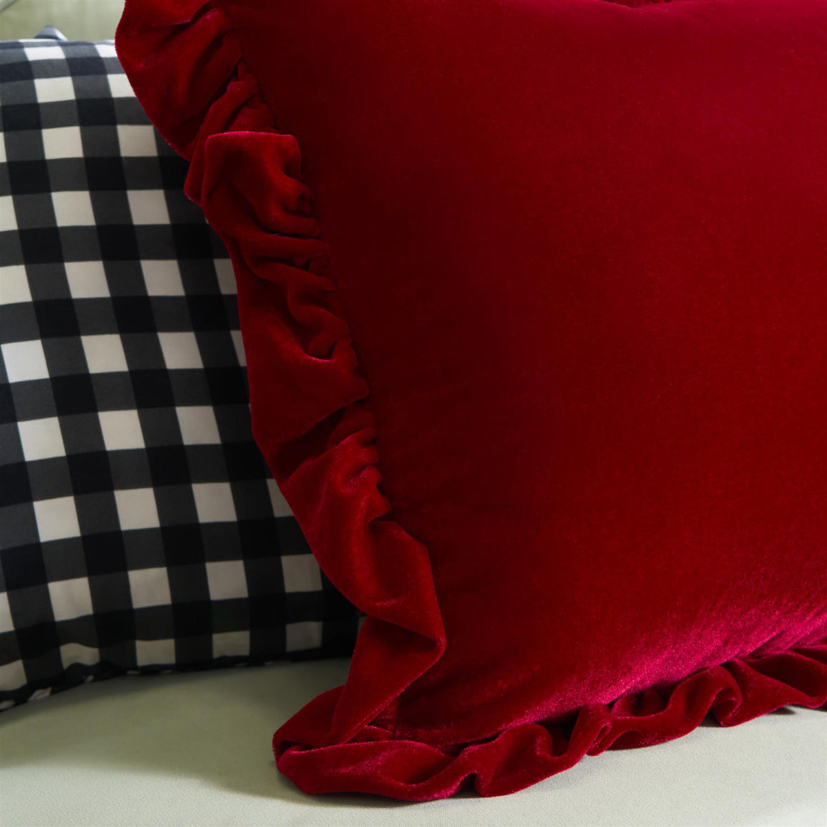 OHS Frill Cushion Covers Velvet Plush Luxury Square Pillowcases Home Decor