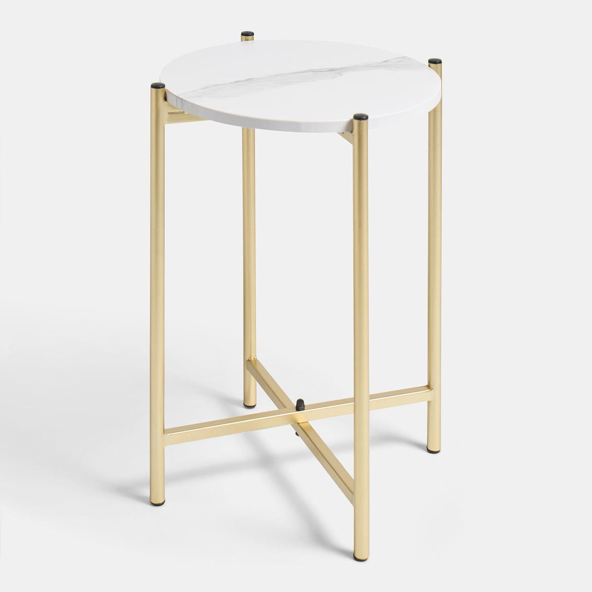 OHS Round Side Table Coffee End Tables with Metal Frame Decorative Nightstand