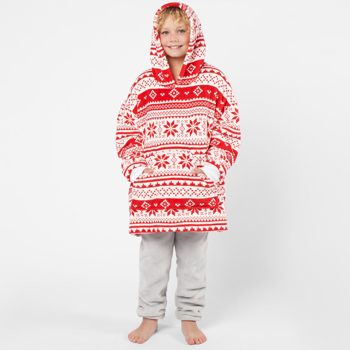 Kids Hoodie Blanket Oversized Sherpa Fleece Jumper Sweatshirt Soft Warm Throw
