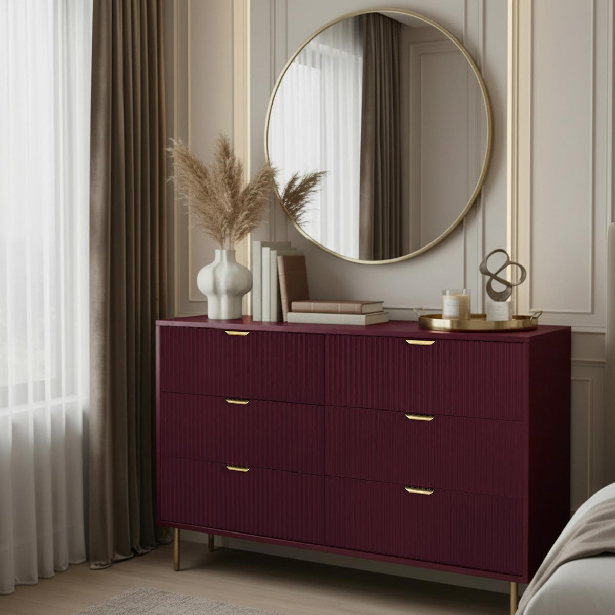 OHS Ribbed Drawer Unit Bedside Table 3/4/5/6 Draw Cabinet Nightstand Sideboard
