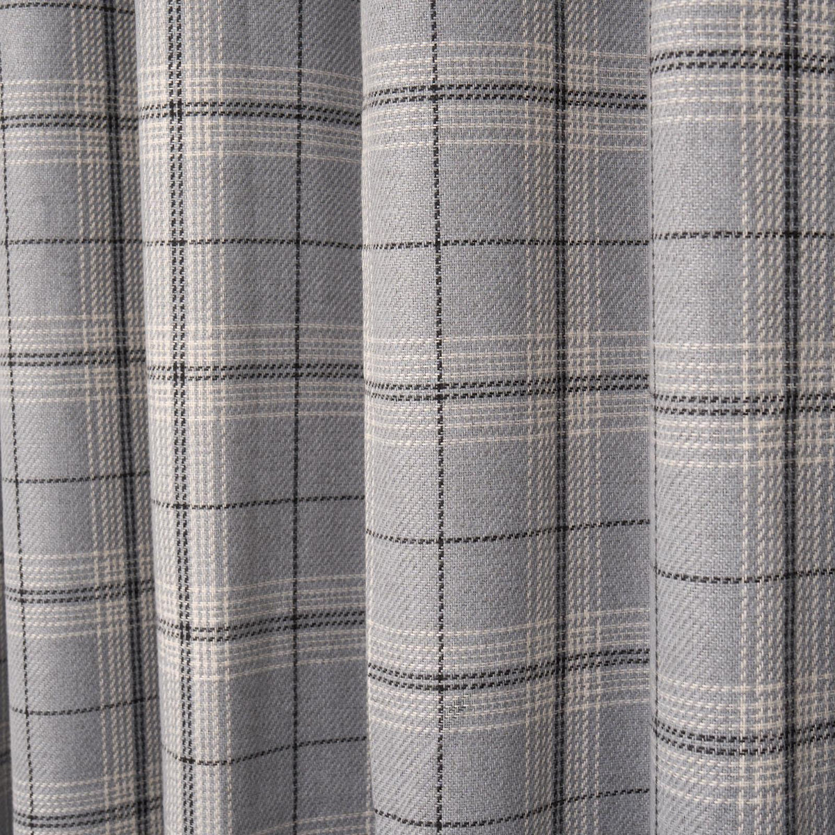 OHS Check Eyelet Curtains Pair Thermal Ring Top Textured Woven Ready Made