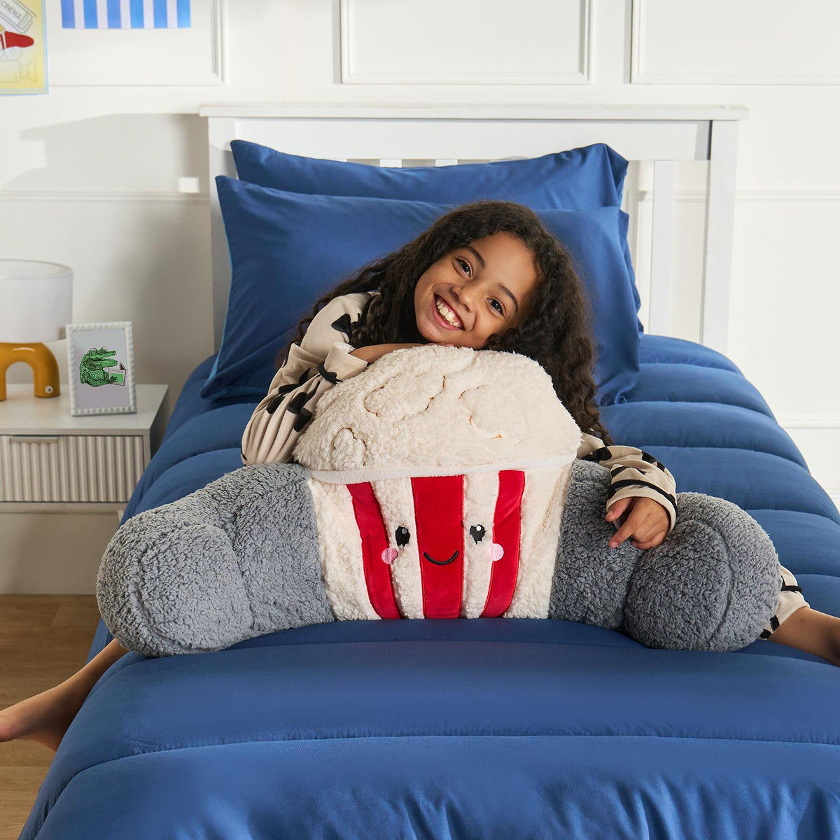 OHS Character Cuddle Cushion Soft Fleece Reading Pillow with Arms Bed Chair