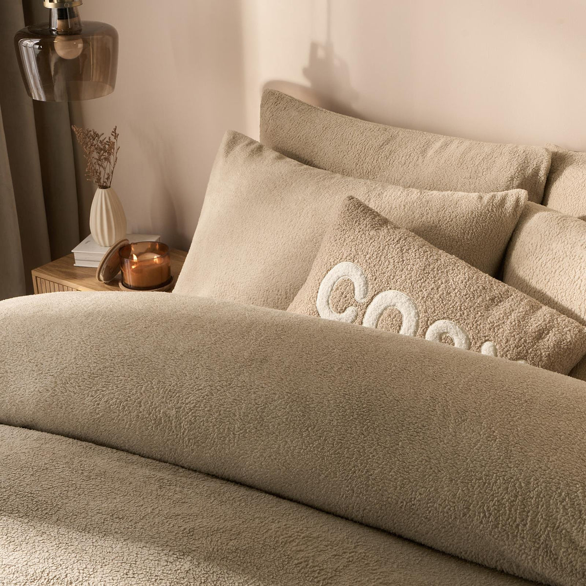 OHS Teddy Fleece Duvet Cover with Pillow Case Thermal Warm Bedding Set