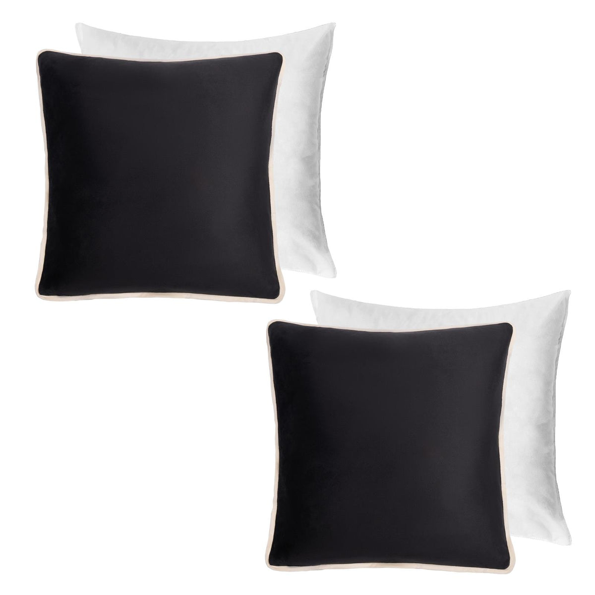 OHS Piped Edge Cushion Covers Matte Velvet Soft Luxury 2/4 Square Pillowcases